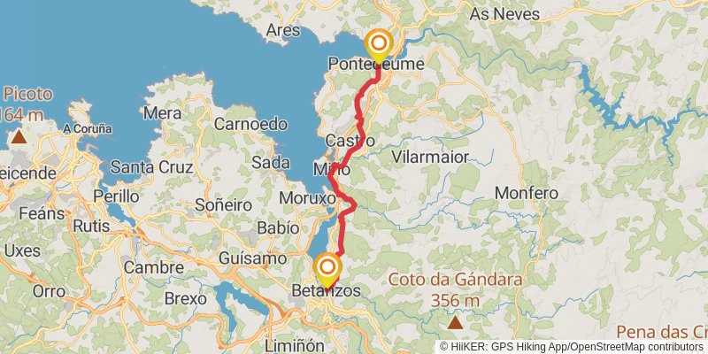 Camino Ingles stage 3 Map