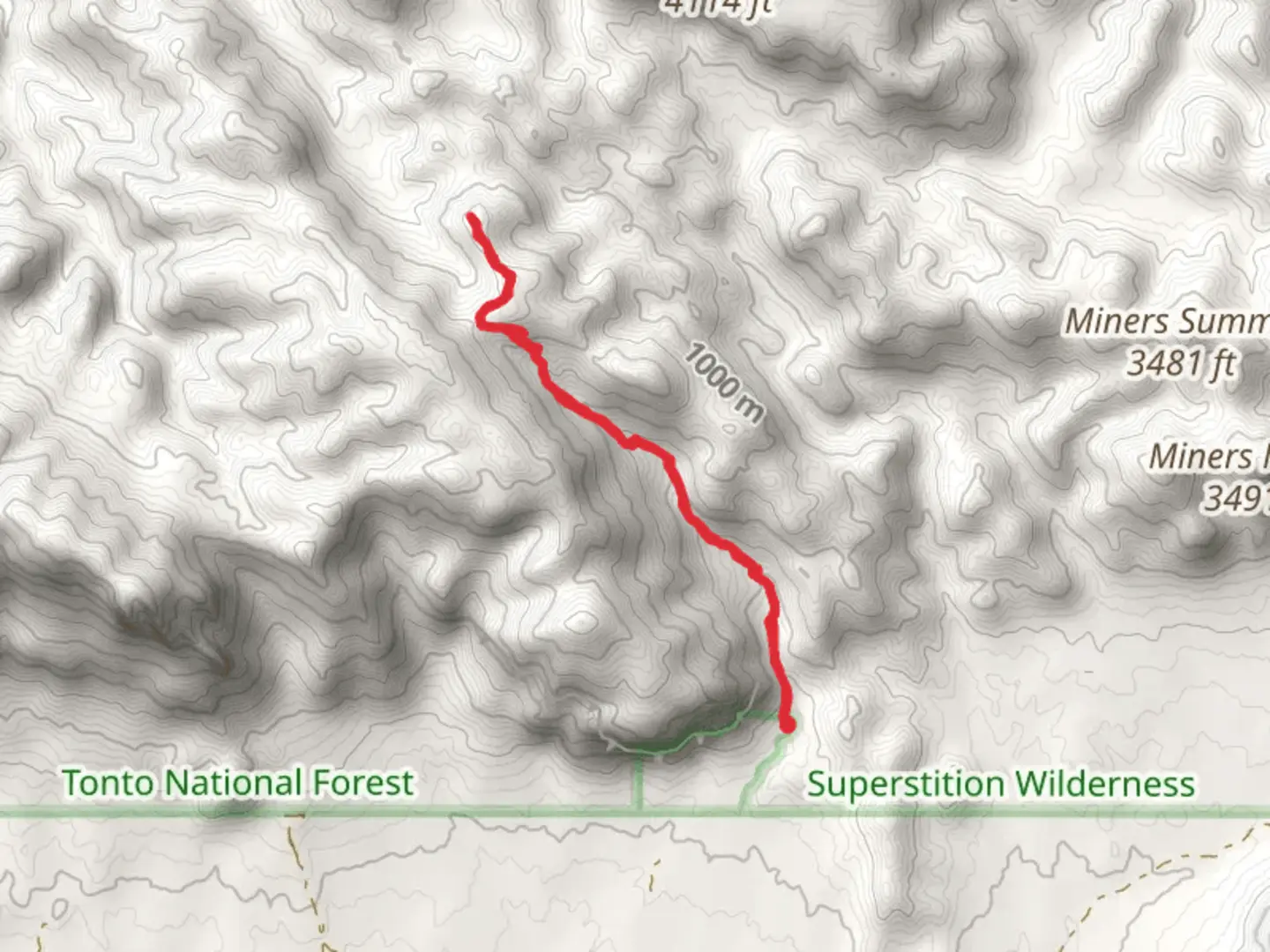 An image depicting the trail Fremont Saddle via Peralta Canyon Trail Out and Back and its surrounding area.