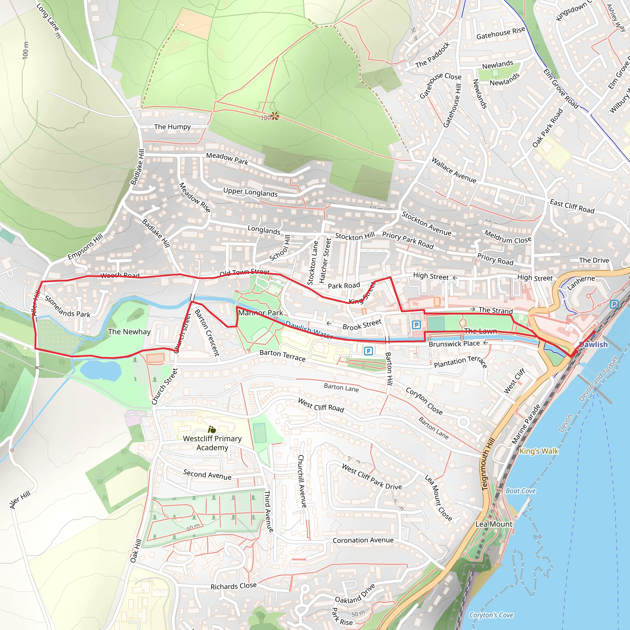 Riviera Line - Dawlish Station - Dawlish Town Trail mobile static map