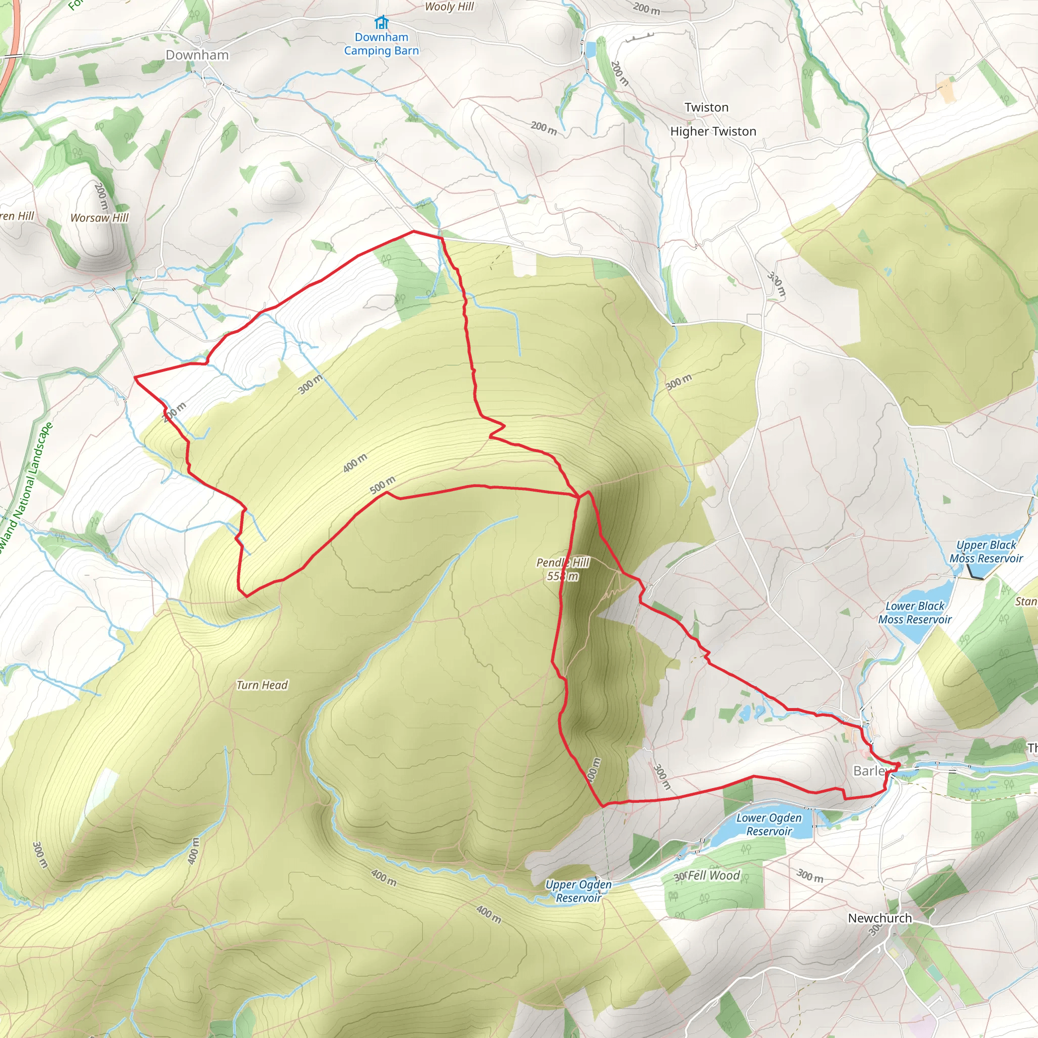 Pendle Hill Loop - Barley mobile static map