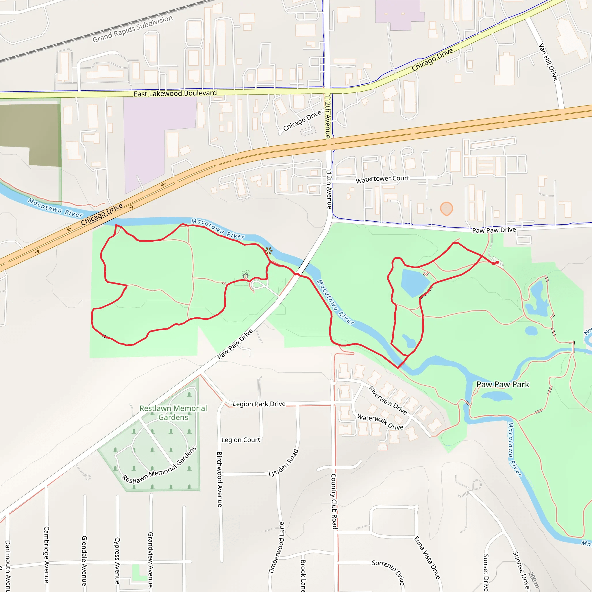 Macatawa River Loop from Paw-Paw Park mobile static map