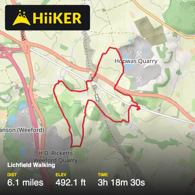 A map preview of the recording Lichfield Walking.