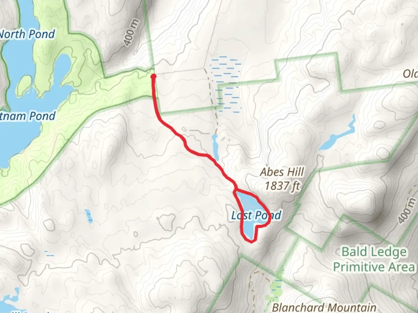 An image depicting the trail Lost Pond Loop and its surrounding area.