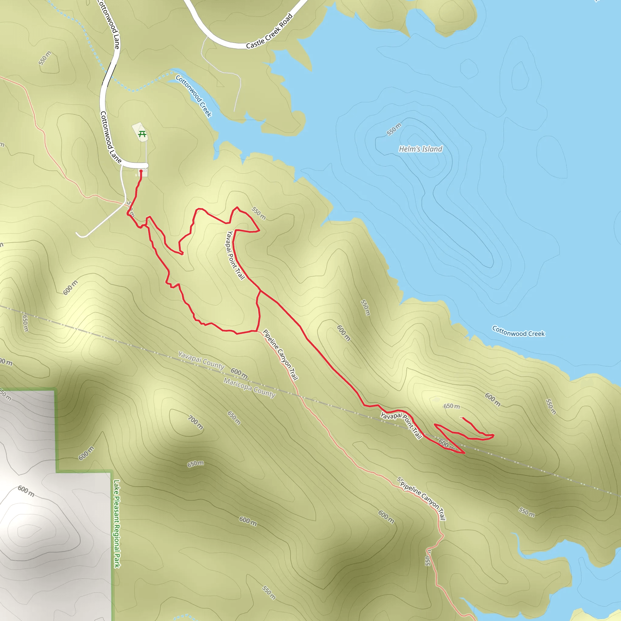 Yavapai Point and Pipeline Canyon Trail mobile static map