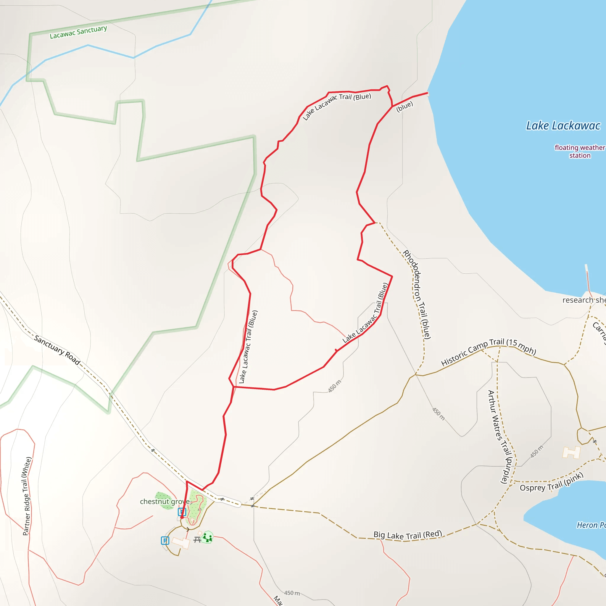 Lake Lacawac Trail Loop mobile static map