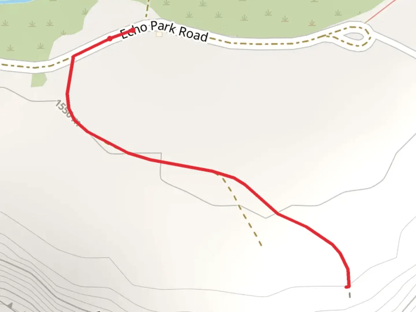 An image depicting the trail Echo Park Road and its surrounding area.