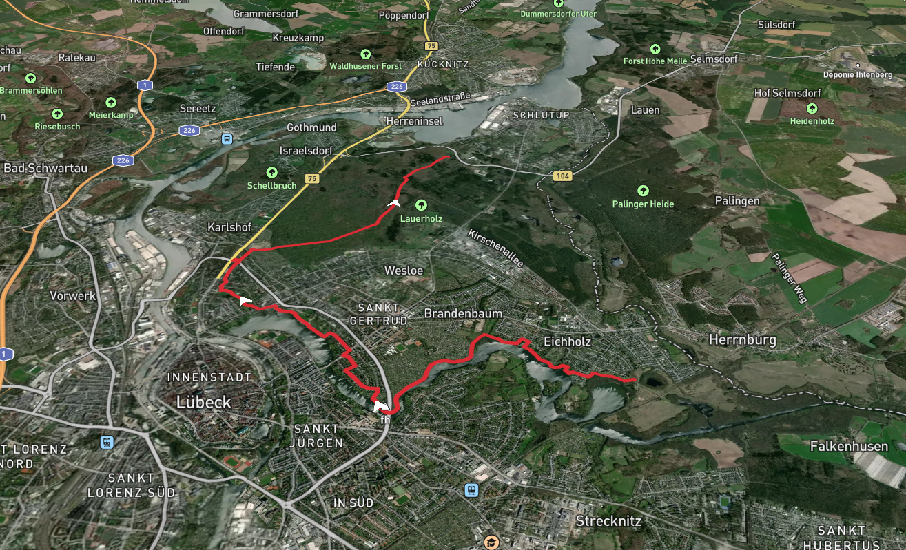 Finnland to Alt Lauerhof via Wakenitz and Draegerweg