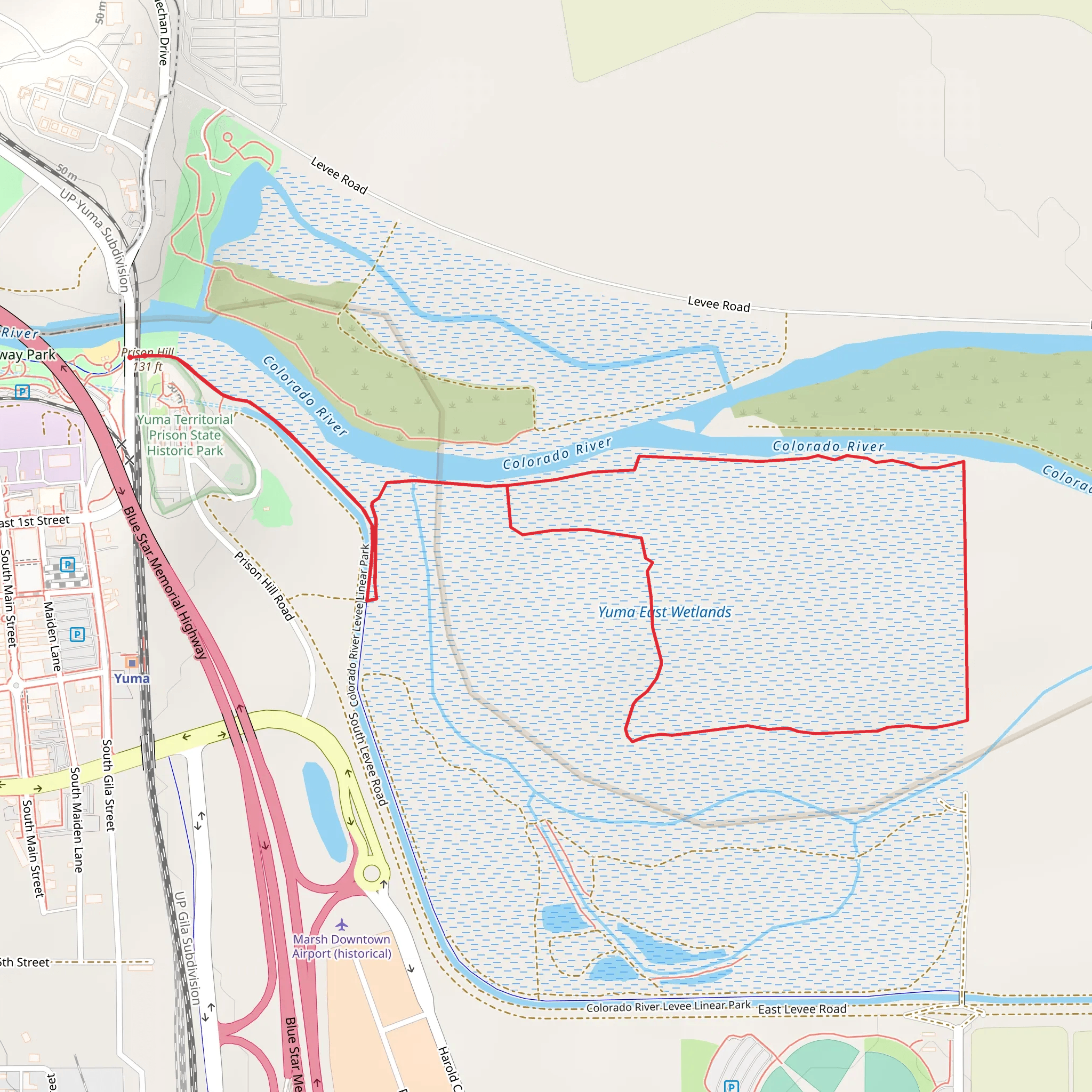Colorado River Levee Linear Park - South Gilla Valley Loop mobile static map