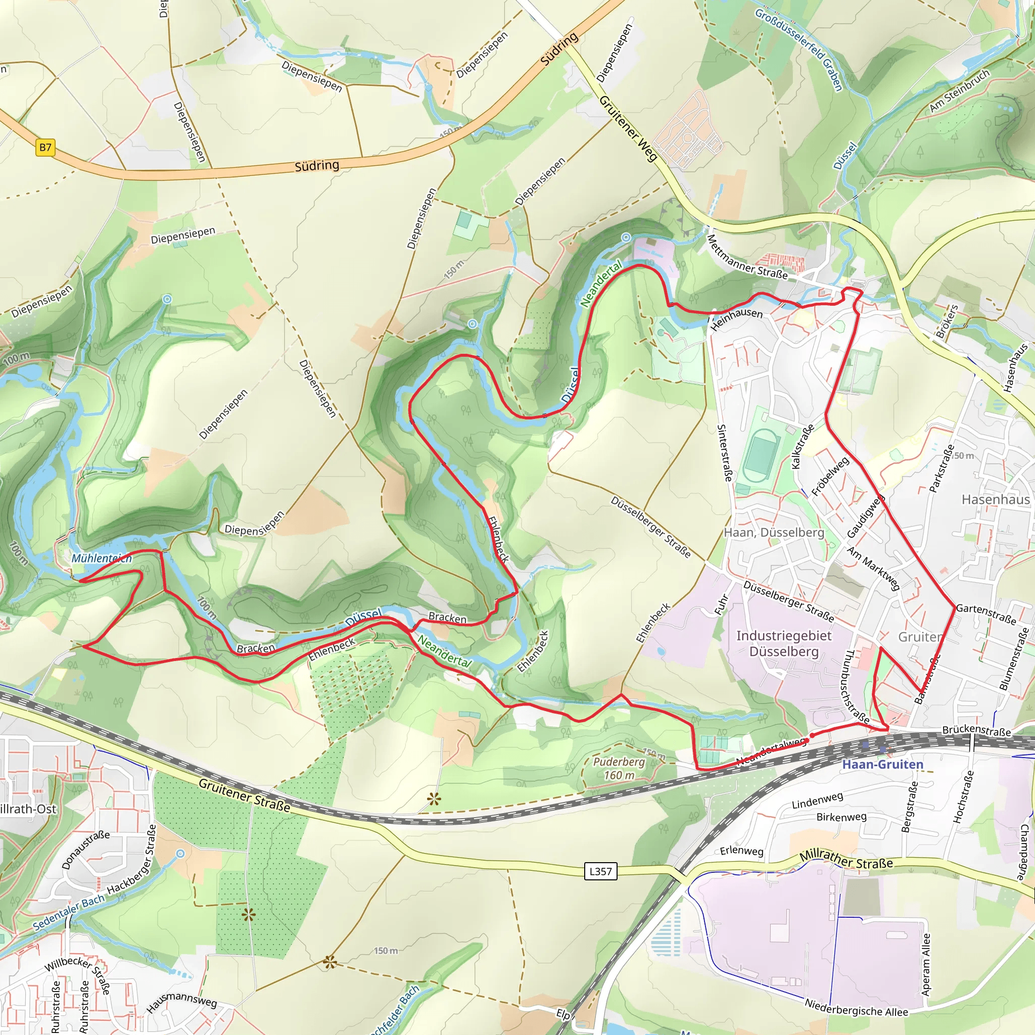 Stipps Teich via Bergischer Weg and Neanderthal Museum Rundweg mobile static map