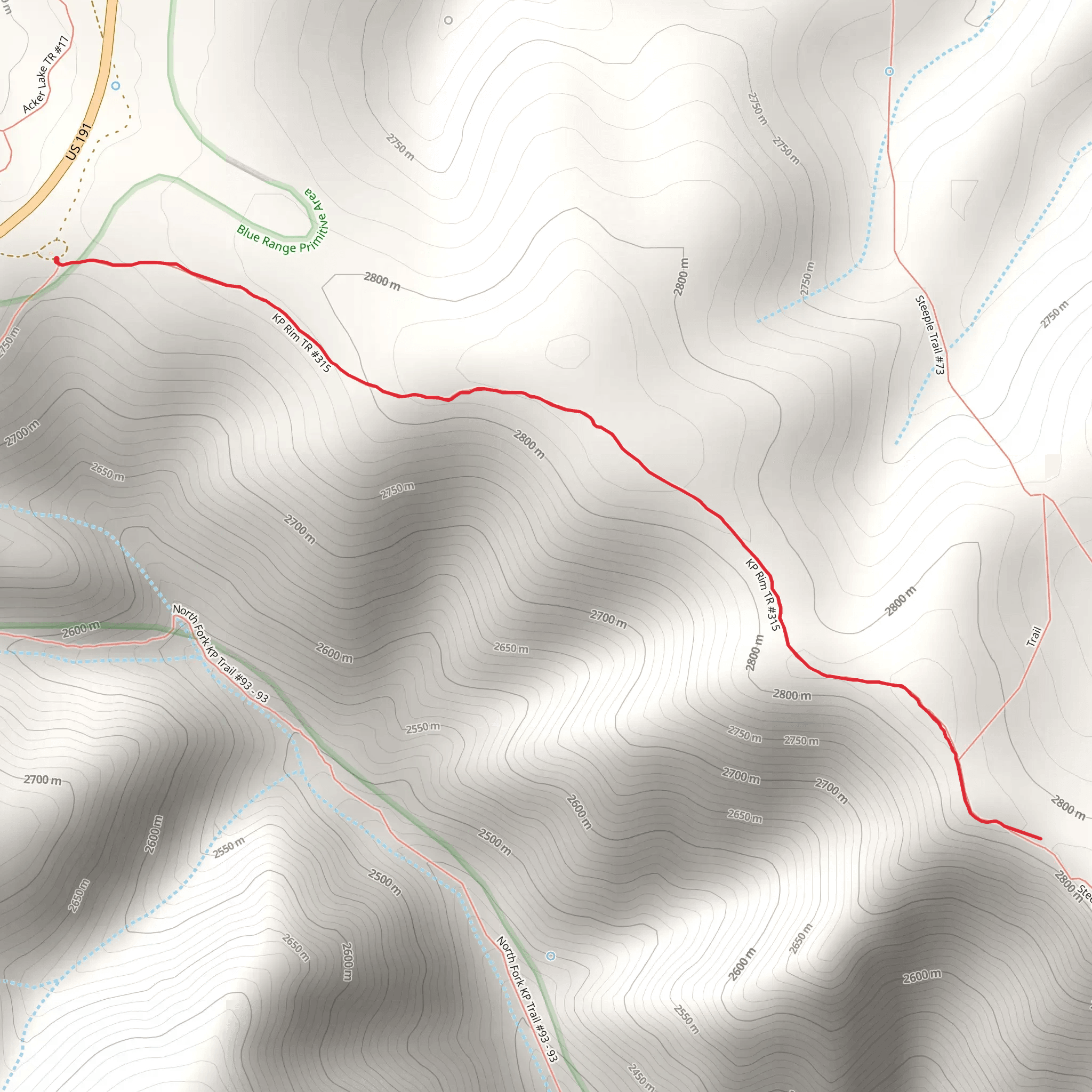 KP Rim Trail mobile static map