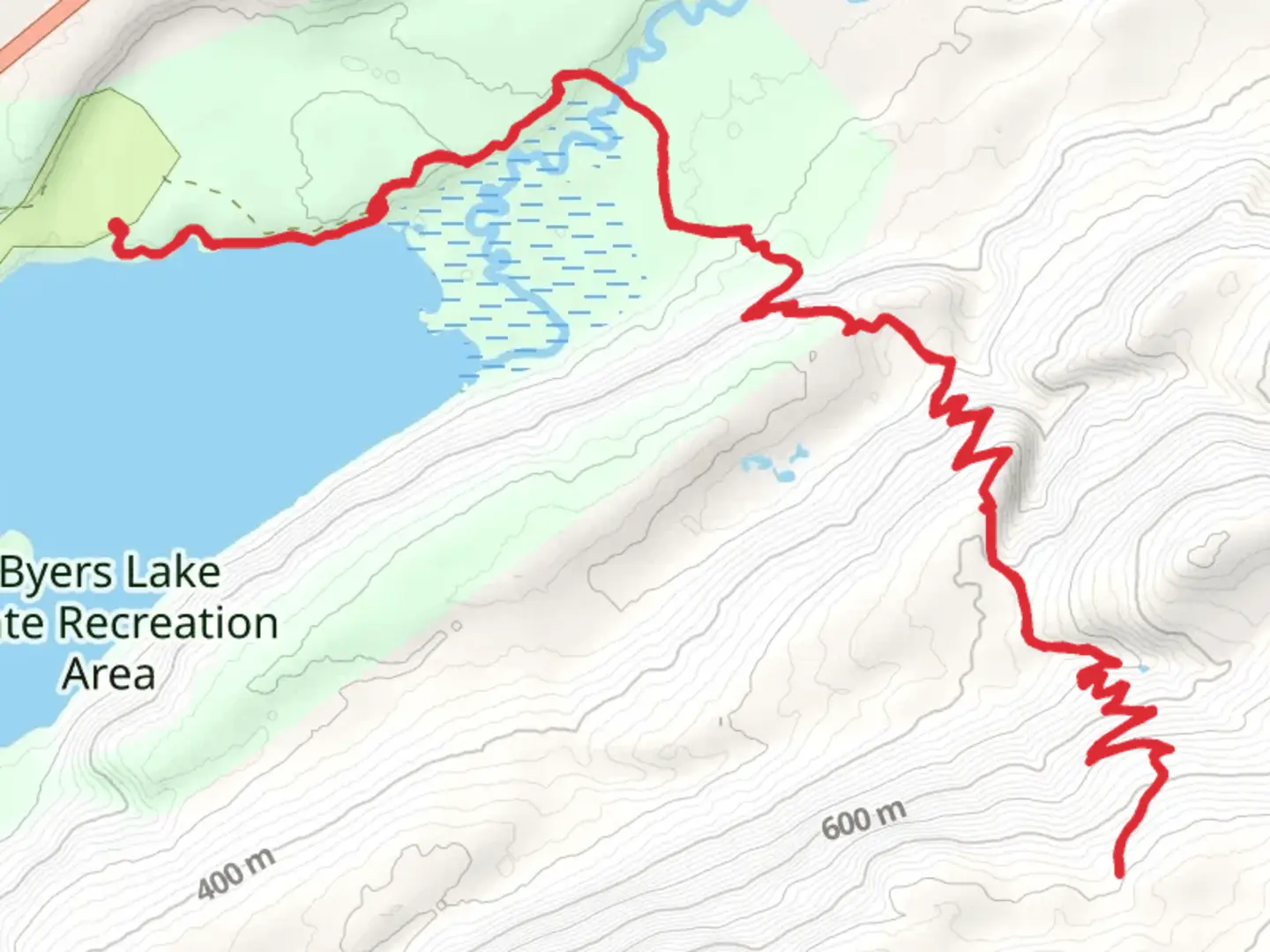 An image depicting the trail Cascade Trail via Byers Lake and its surrounding area.