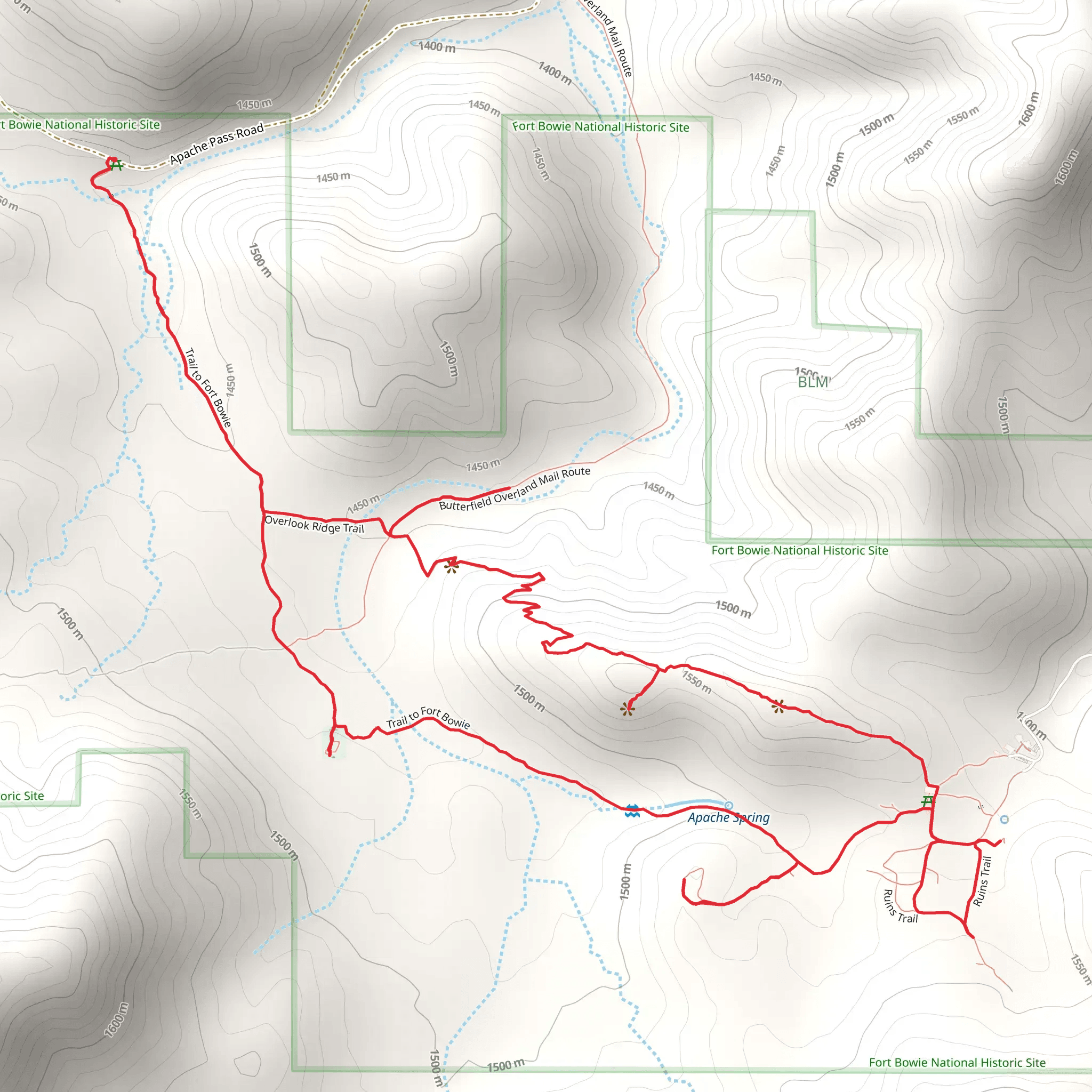 First and Second Fort Bowie Loop mobile static map