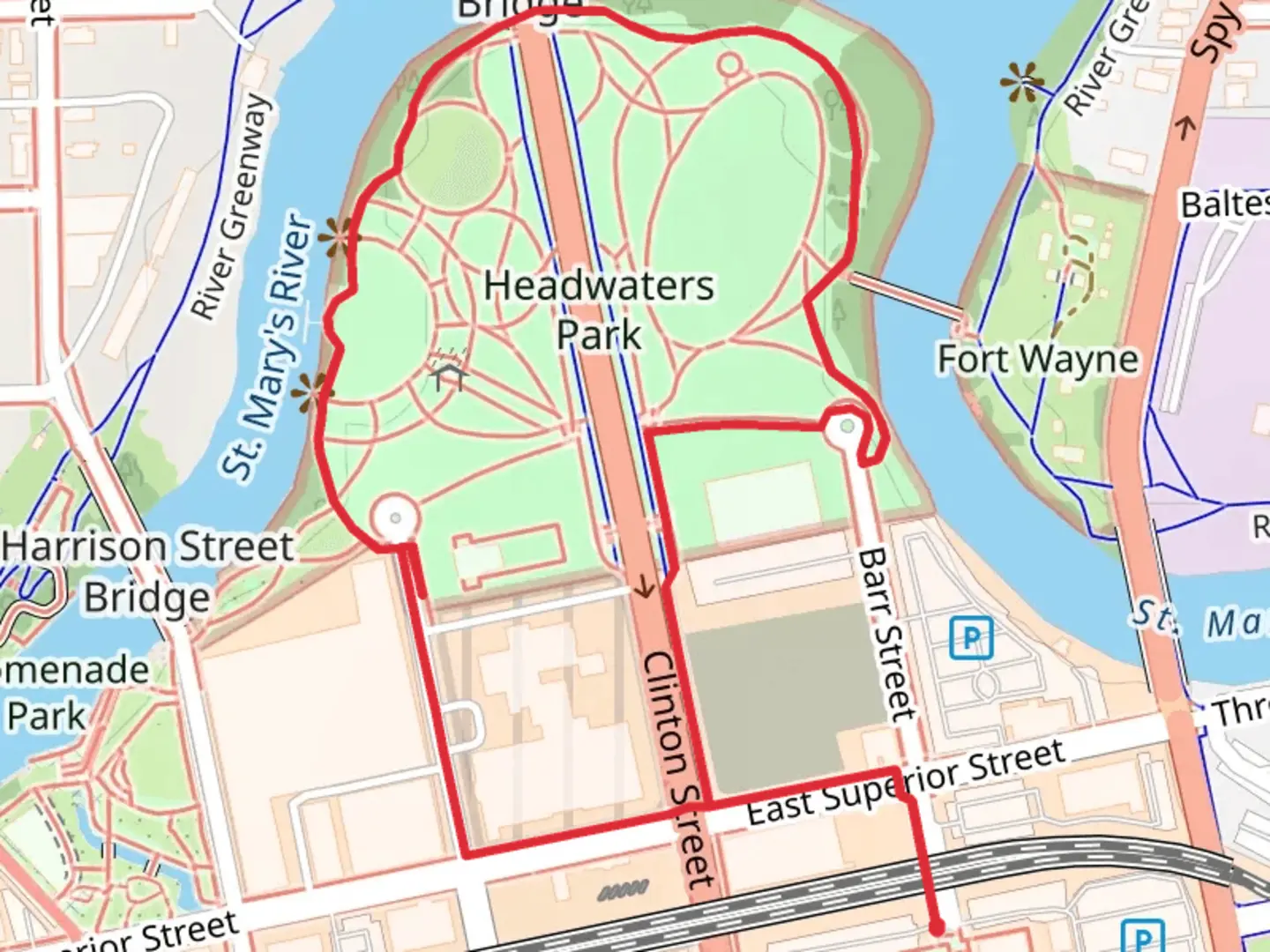 An image depicting the trail Headwaters Park Loop and its surrounding area.