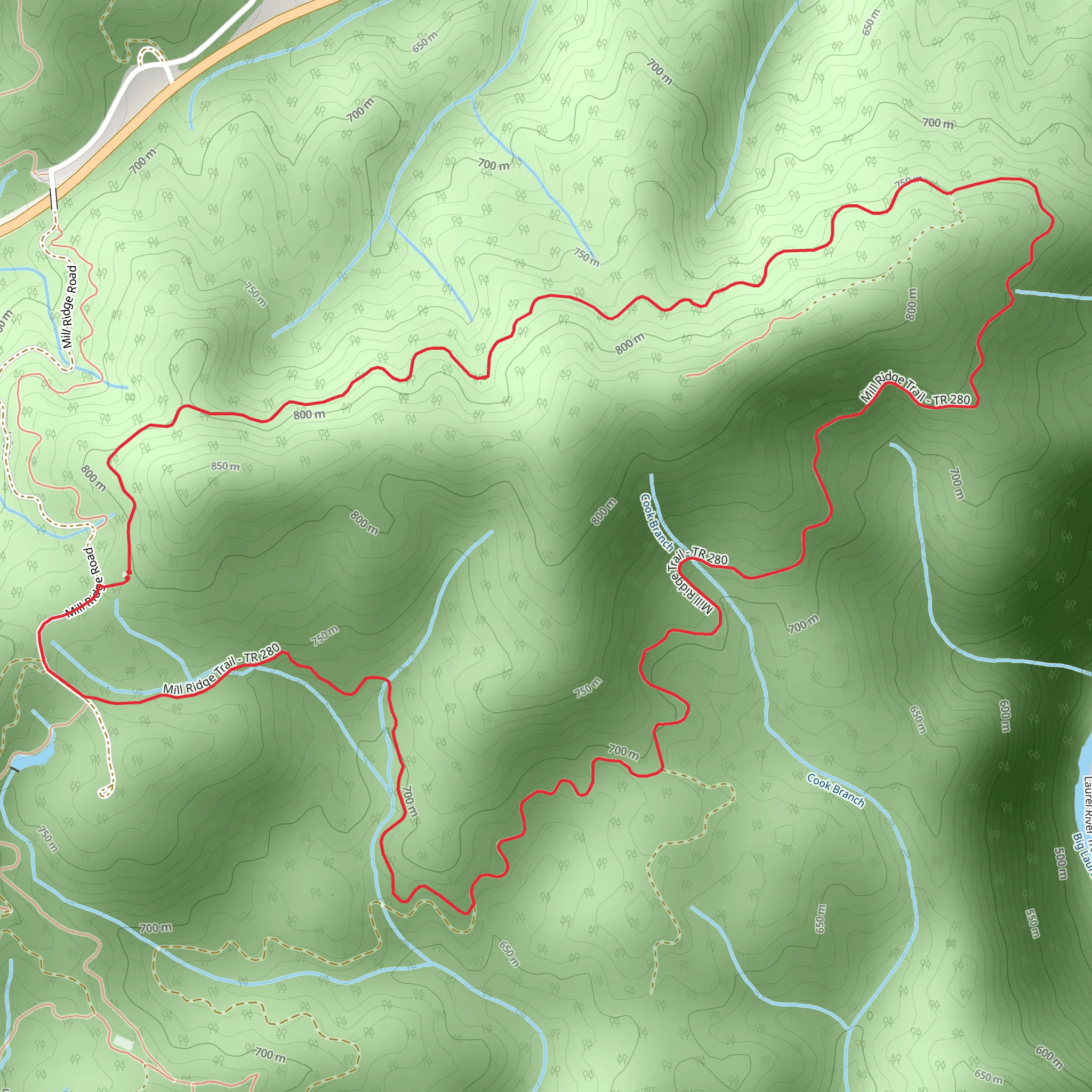 Mill Ridge Trail mobile static map