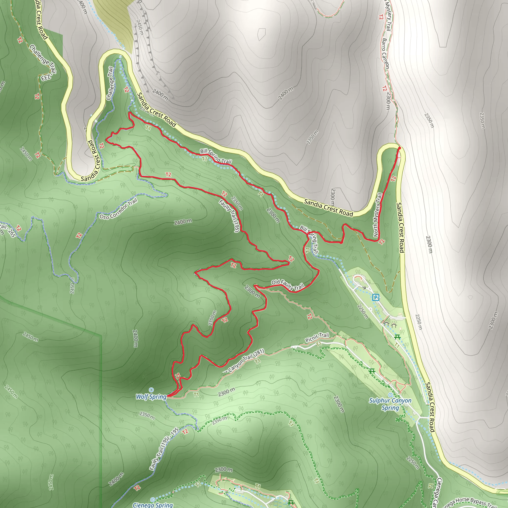 North Mystery, Bill Spring and Faulty Loop Trail mobile static map