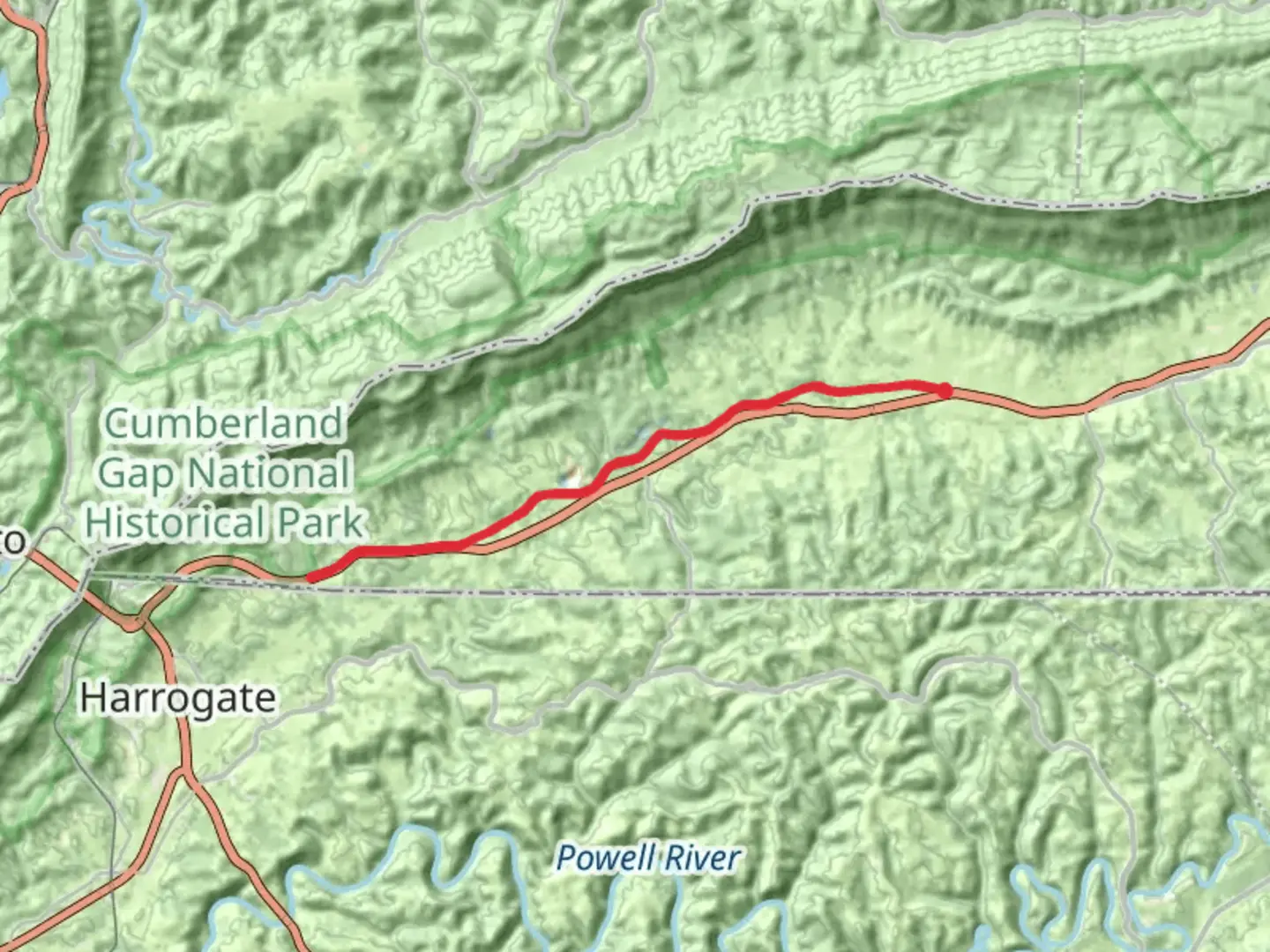 An image depicting the trail Wilderness Road Trail - Caylor and its surrounding area.