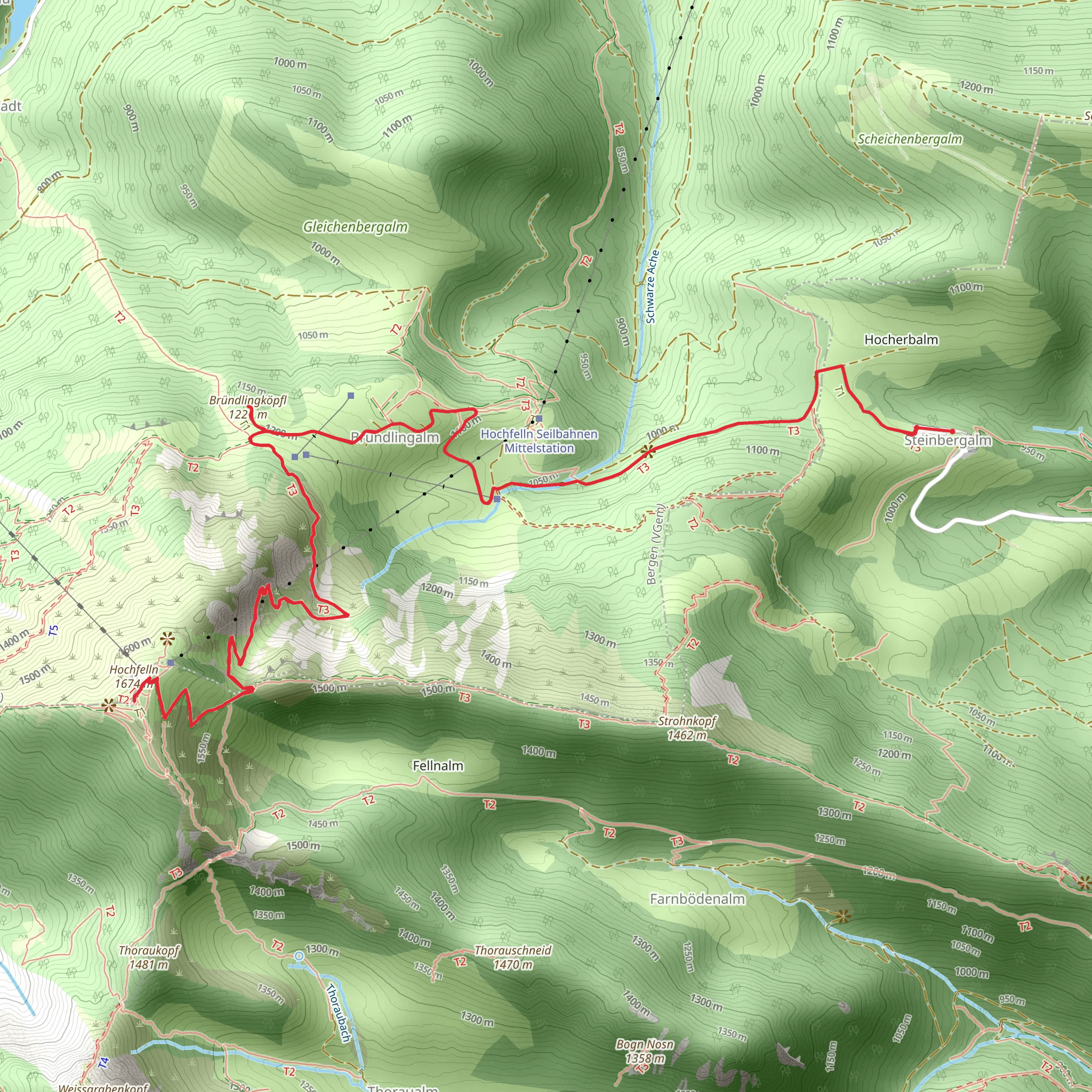 Bründlingköpfl and Hochfelln Peak Walk mobile static map