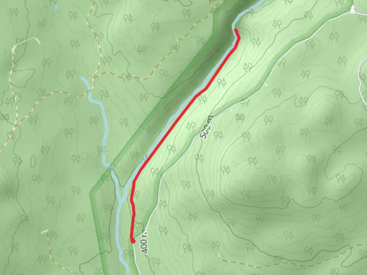 An image depicting the trail Cold Stream Falls Trail and its surrounding area.