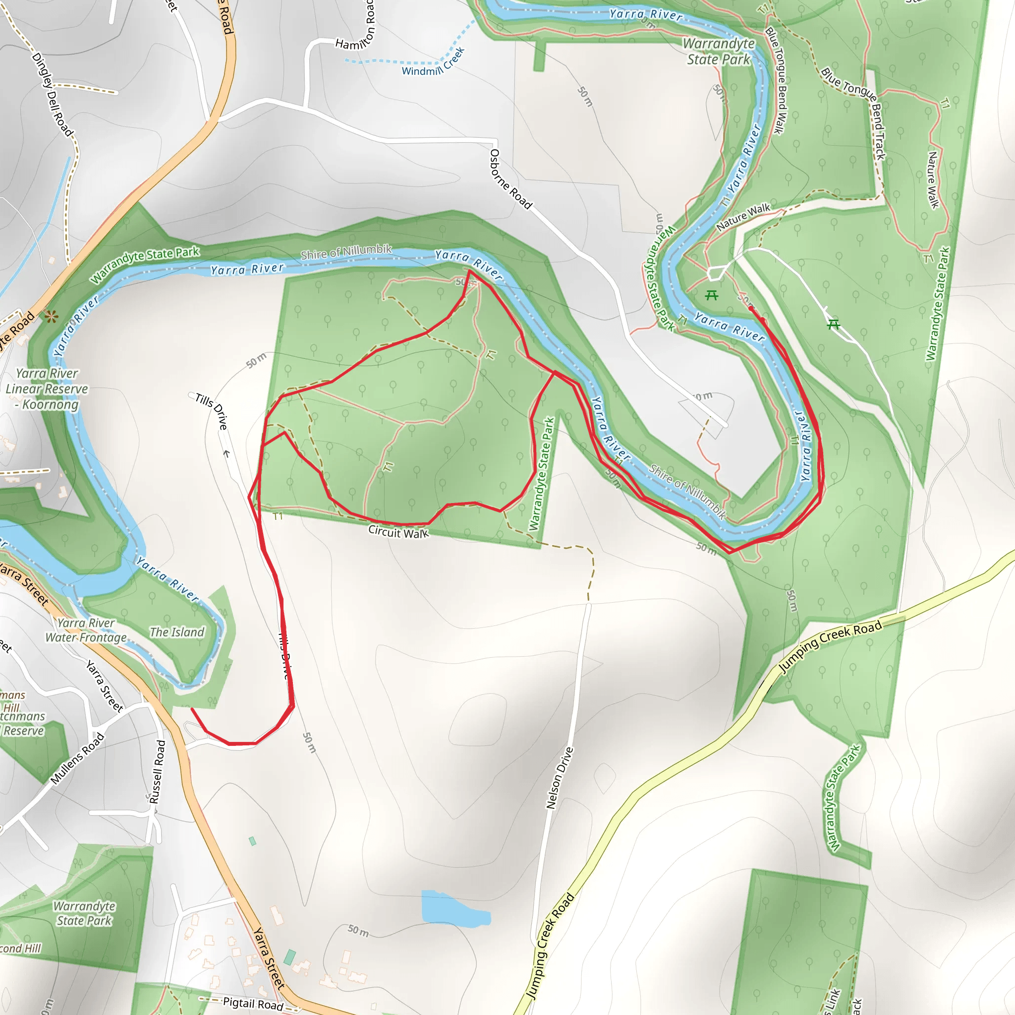 Jumping Creek Reserve to Black Flat mobile static map