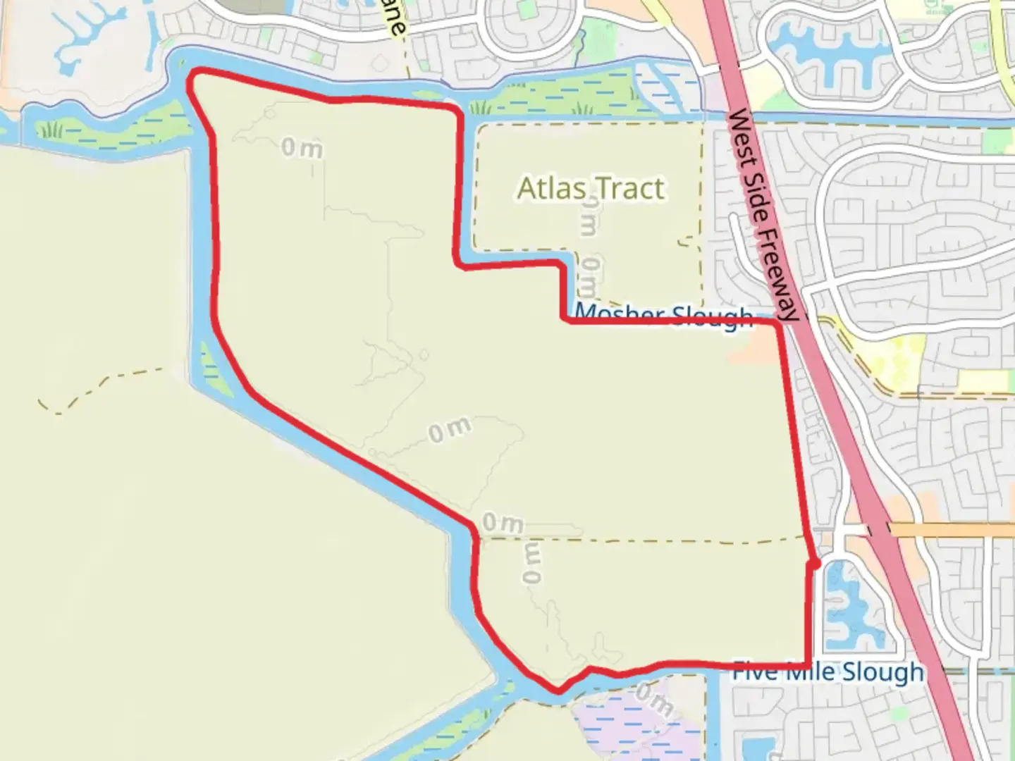 An image depicting the trail Mosher Slough and Fourteenmile Slough Loop and its surrounding area.