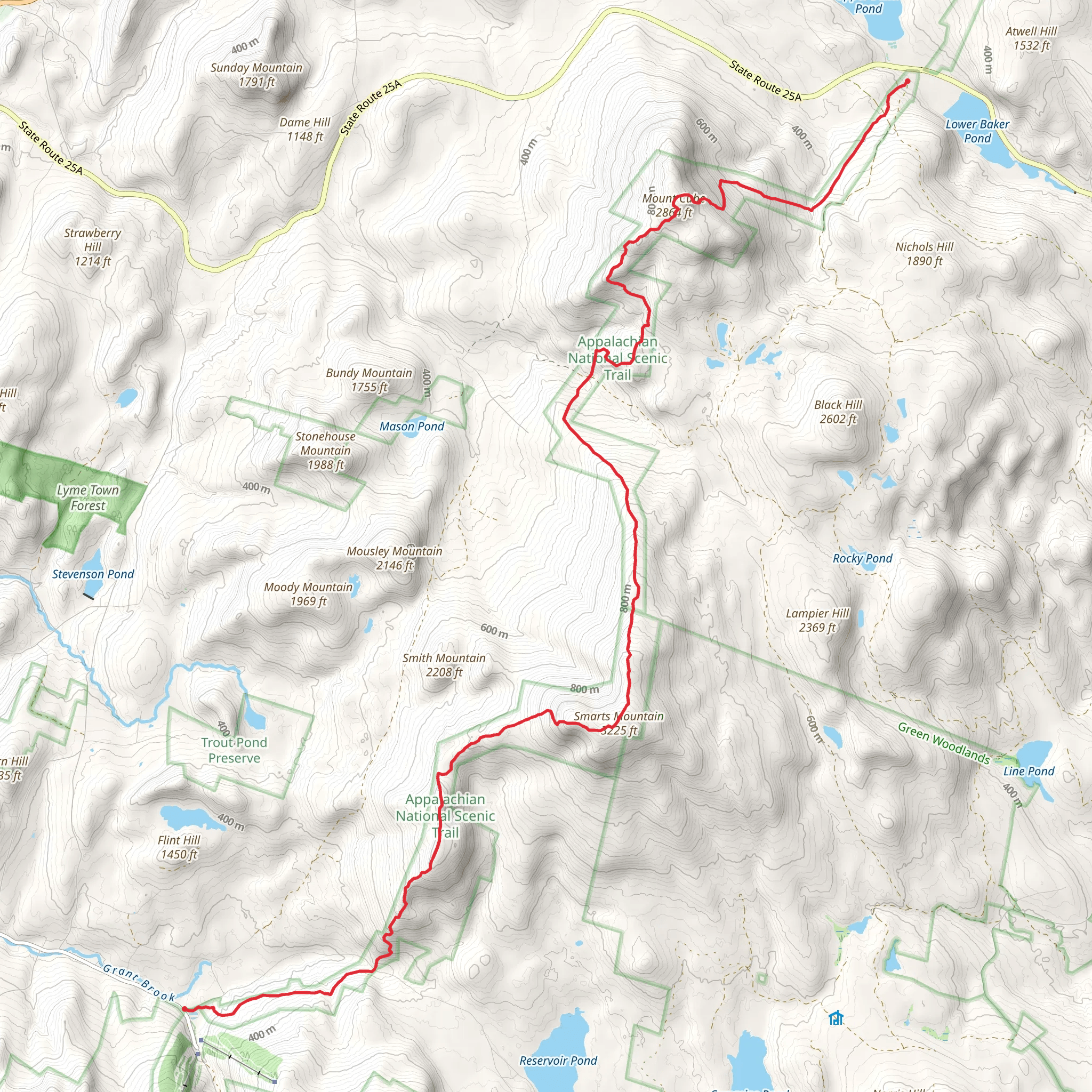 Smarts Mountain Mount Cube via Appalachian Trail mobile static map
