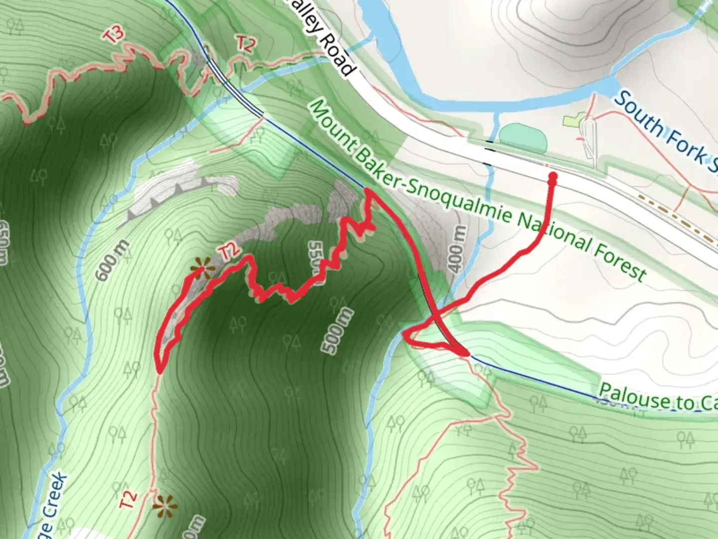 An image depicting the trail Hall Creek and Change Creek Trail - Short and its surrounding area.