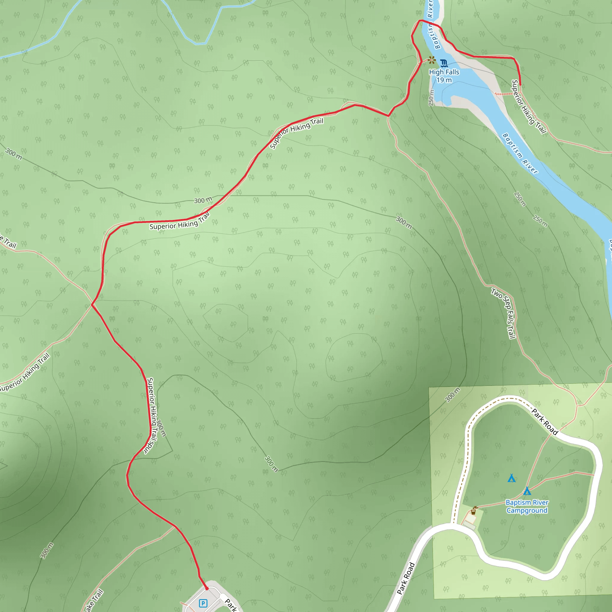High Falls via Superior Hiking Trail mobile static map