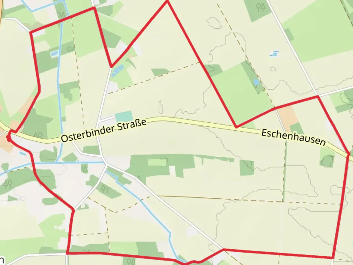 An image depicting the trail Osterbinde Loop and its surrounding area.