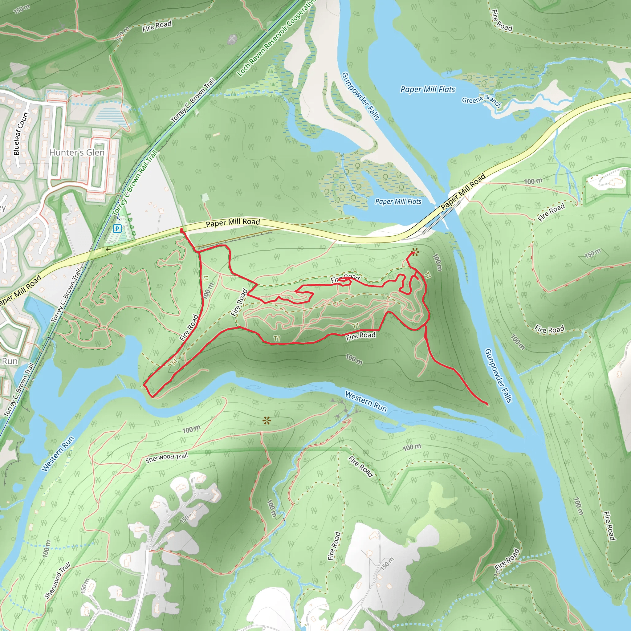 Fire Road and Gunpowder Falls Overlook Loop mobile static map