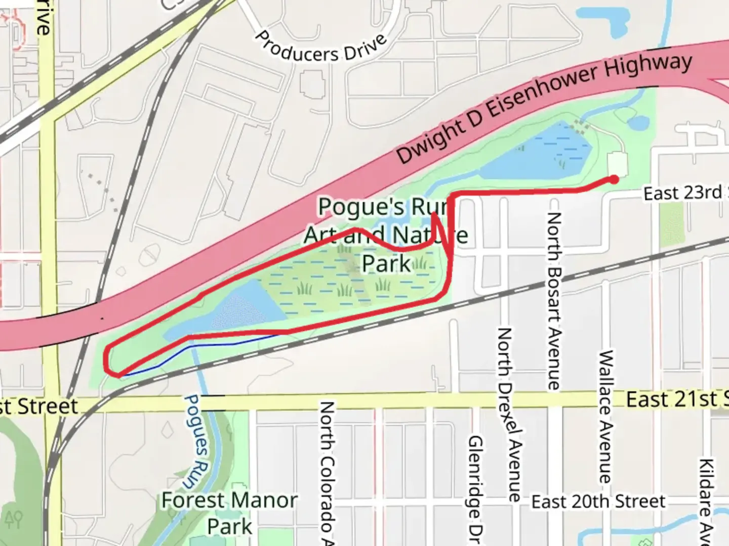 An image depicting the trail Lower Pogues Pond Loop and its surrounding area.