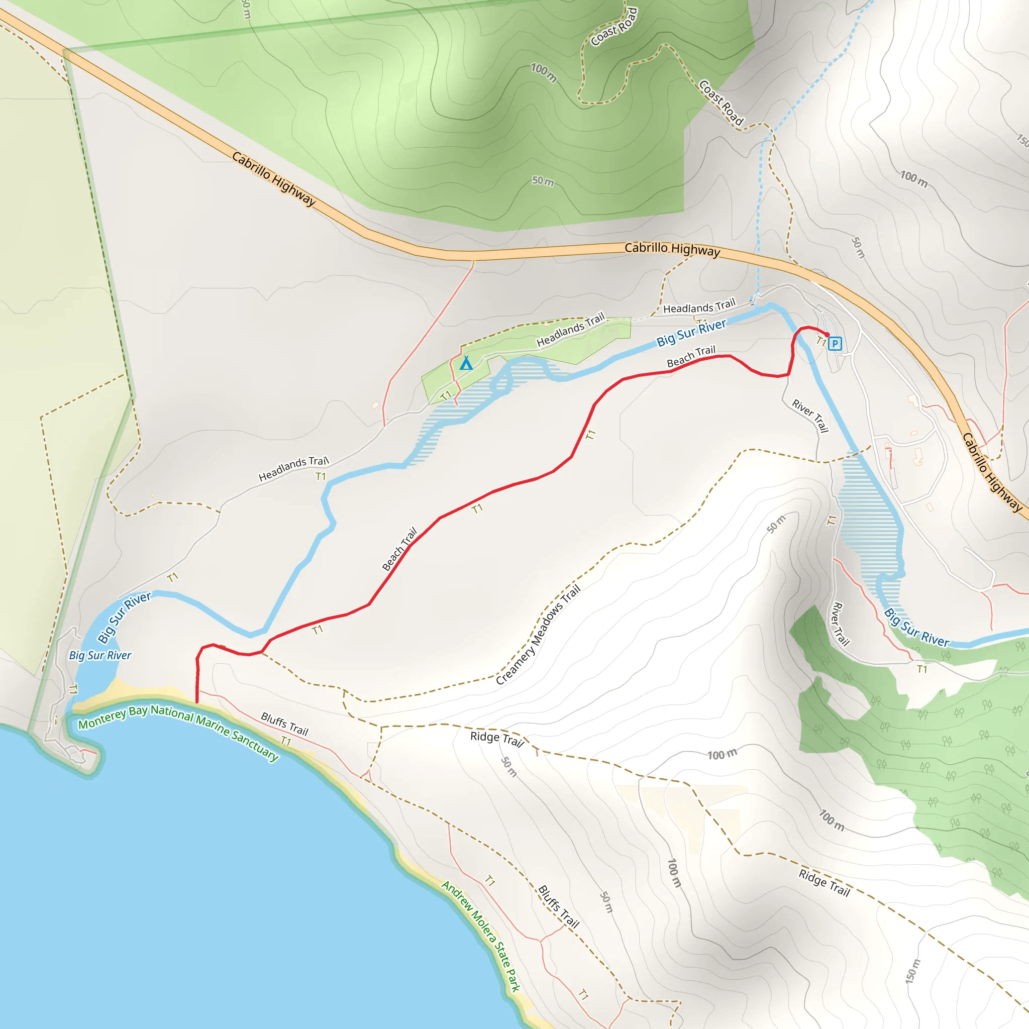 Big Sur River - Beach Trail mobile static map