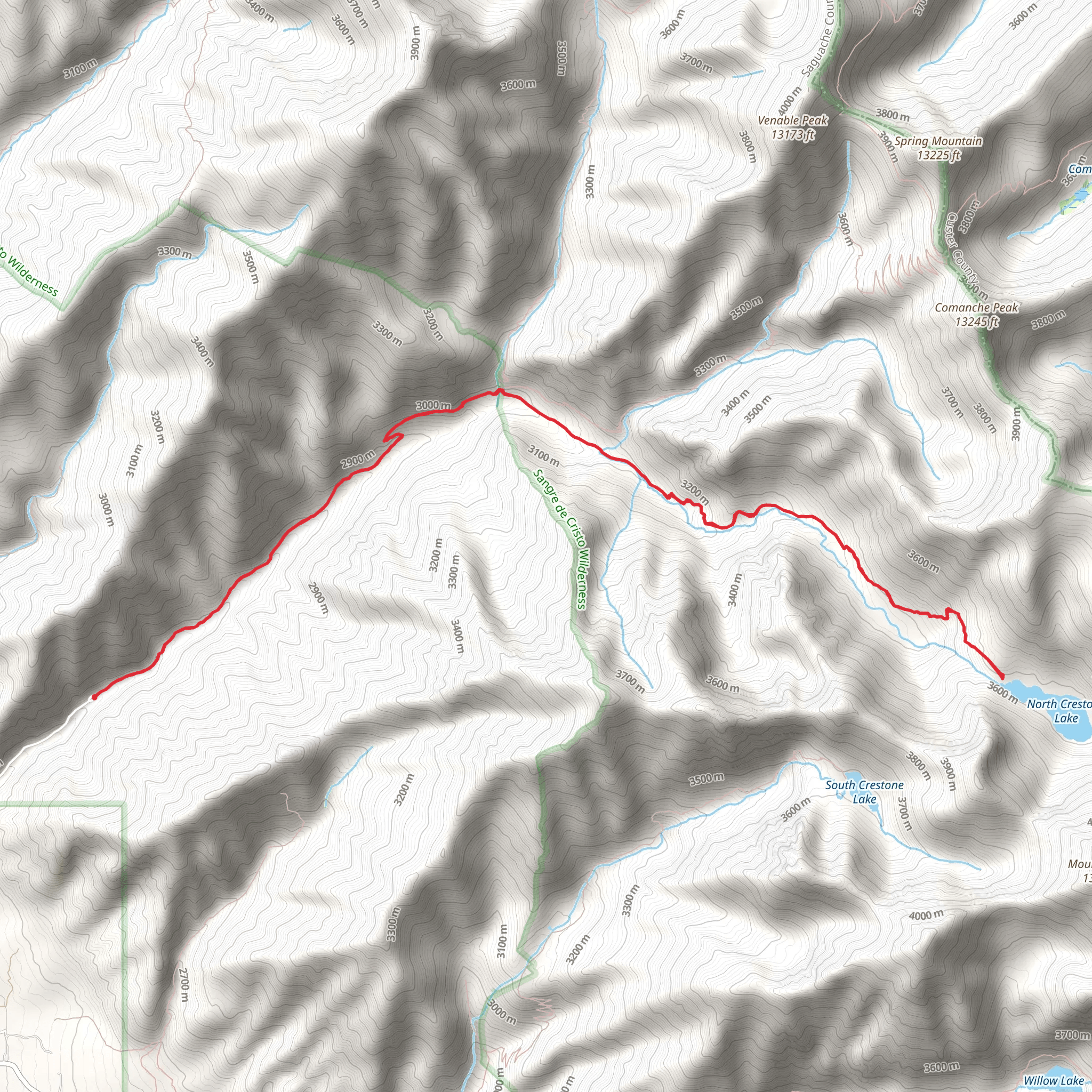 North Crestone Lake via North Crestone Trail mobile static map