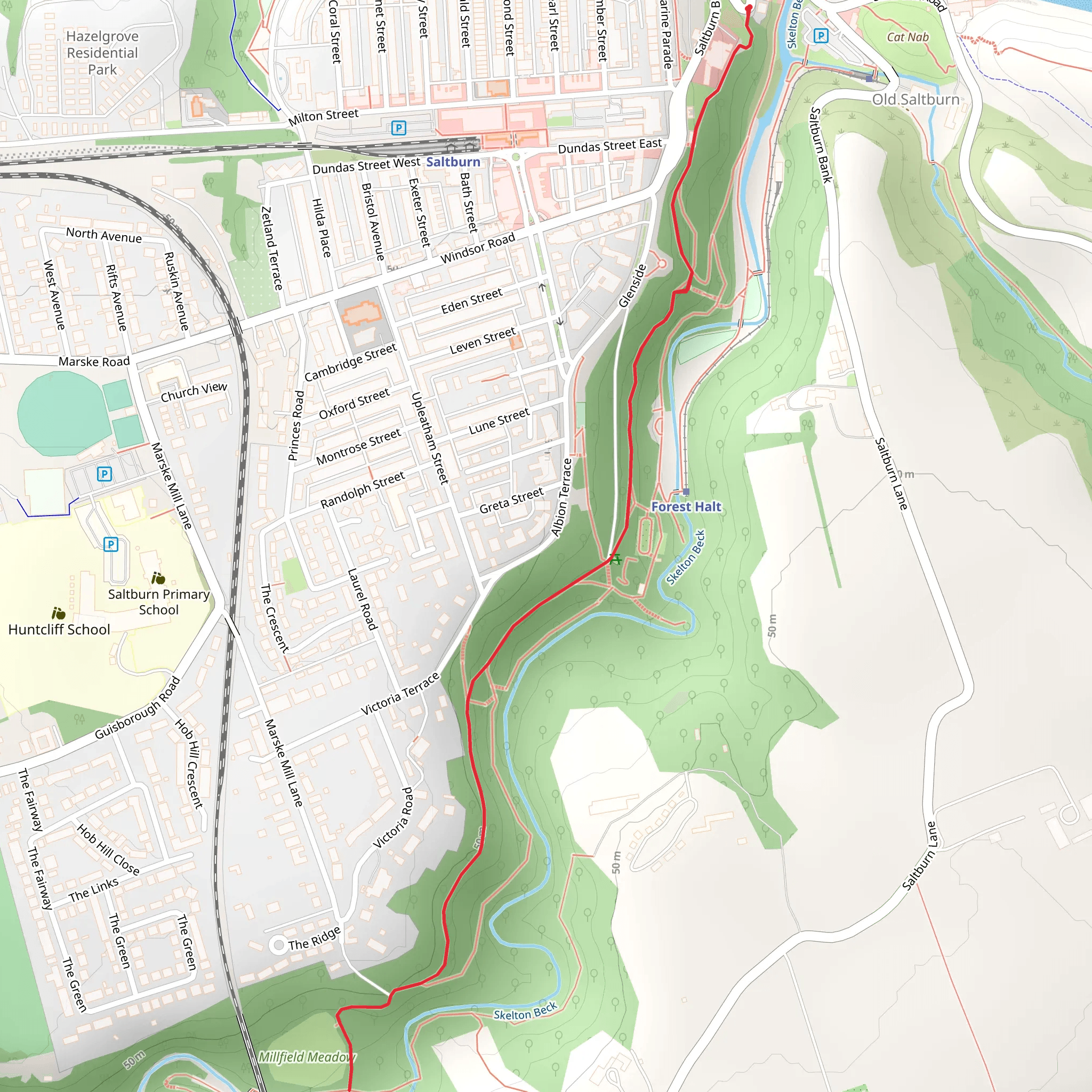 Saltburn Valley Gardens Walk mobile static map