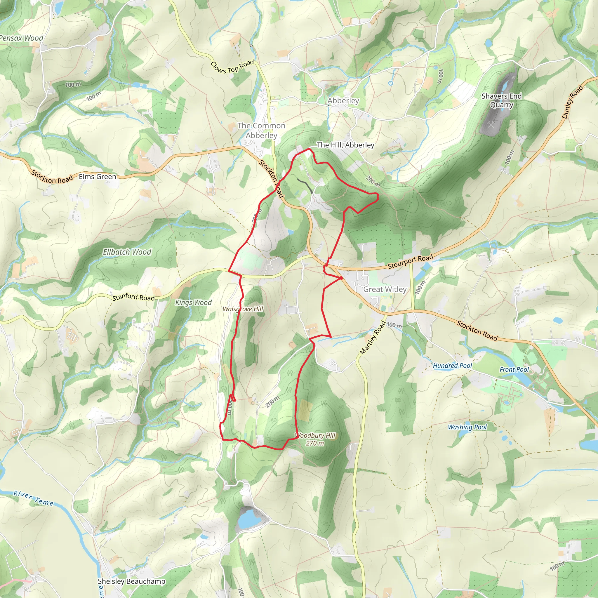 Woodbury and Abberley Hills from Great Witley mobile static map