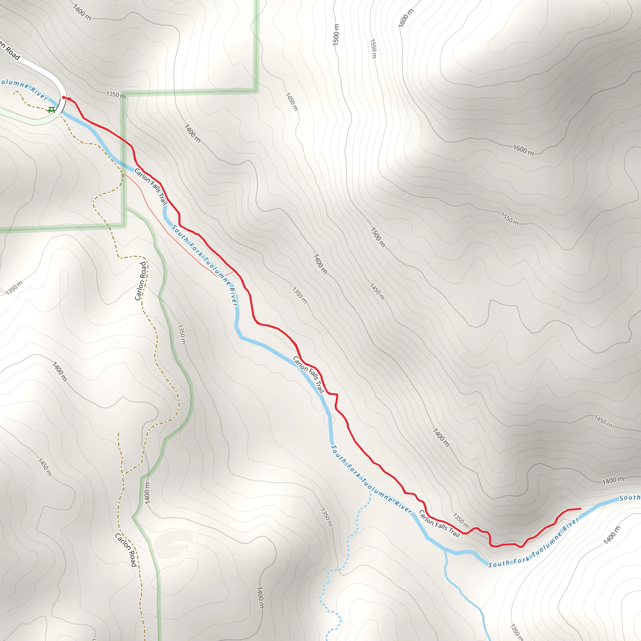 Carlon Campground via Carlon Falls Trail mobile static map