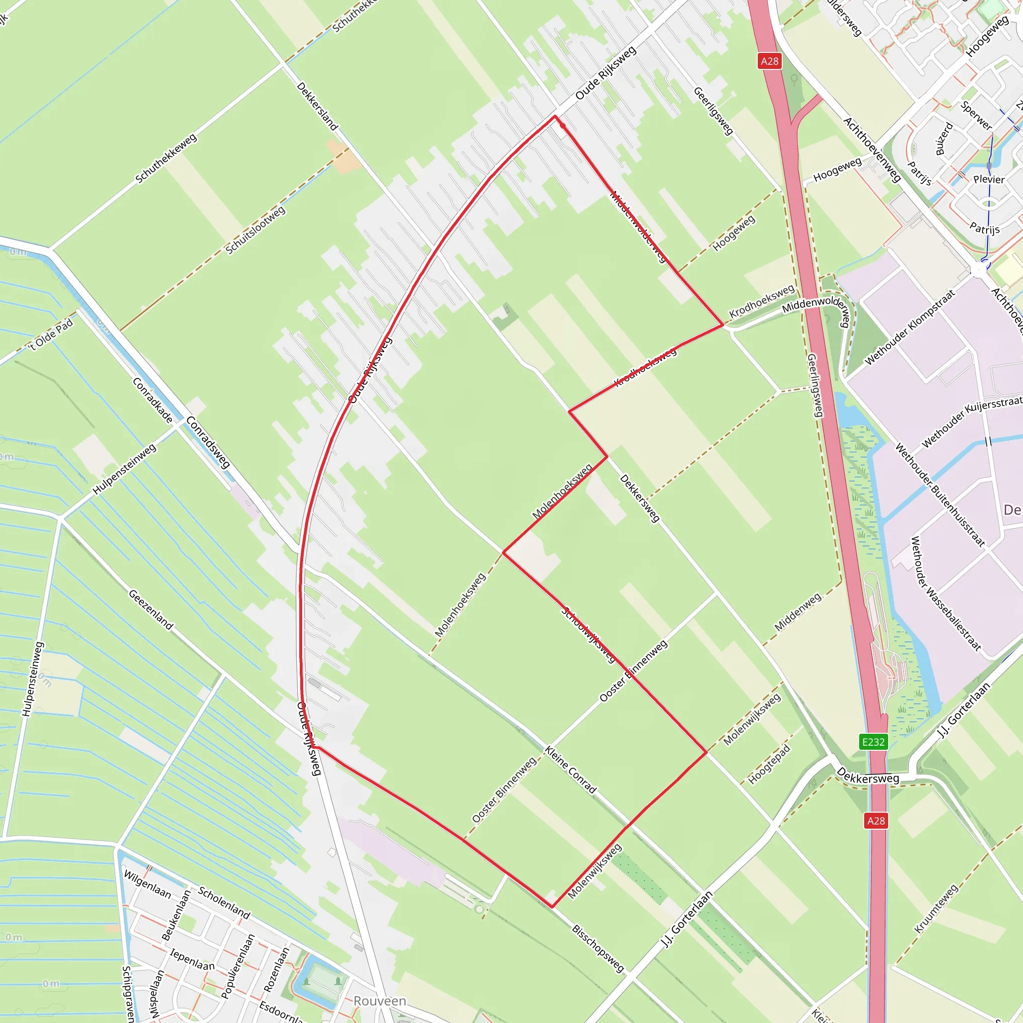 Schoolwijks Weg and Oude Rijks Weg Route Loop mobile static map