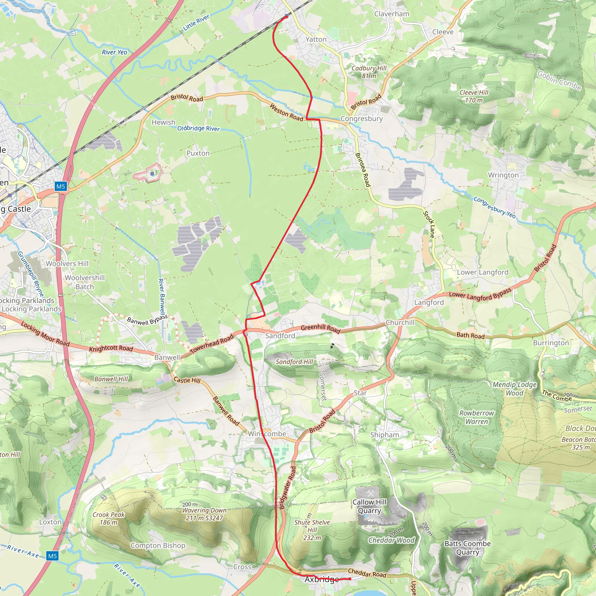 Axbridge to Yatton Walk mobile static map