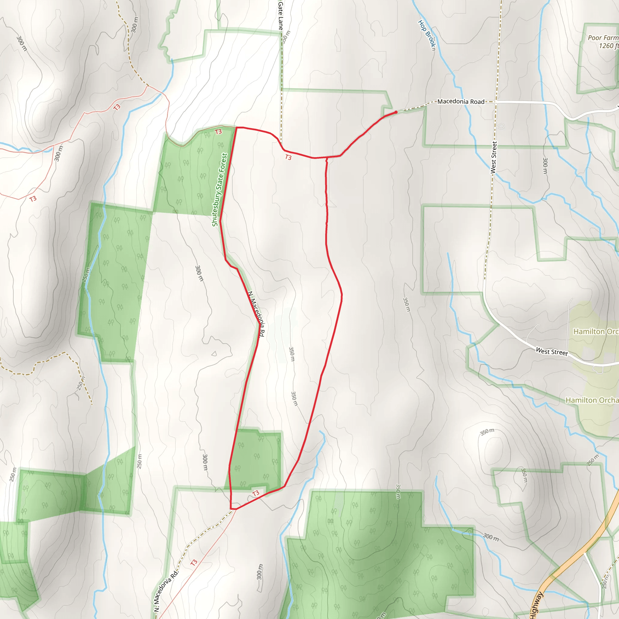 Shutesbury State Forest Loop mobile static map