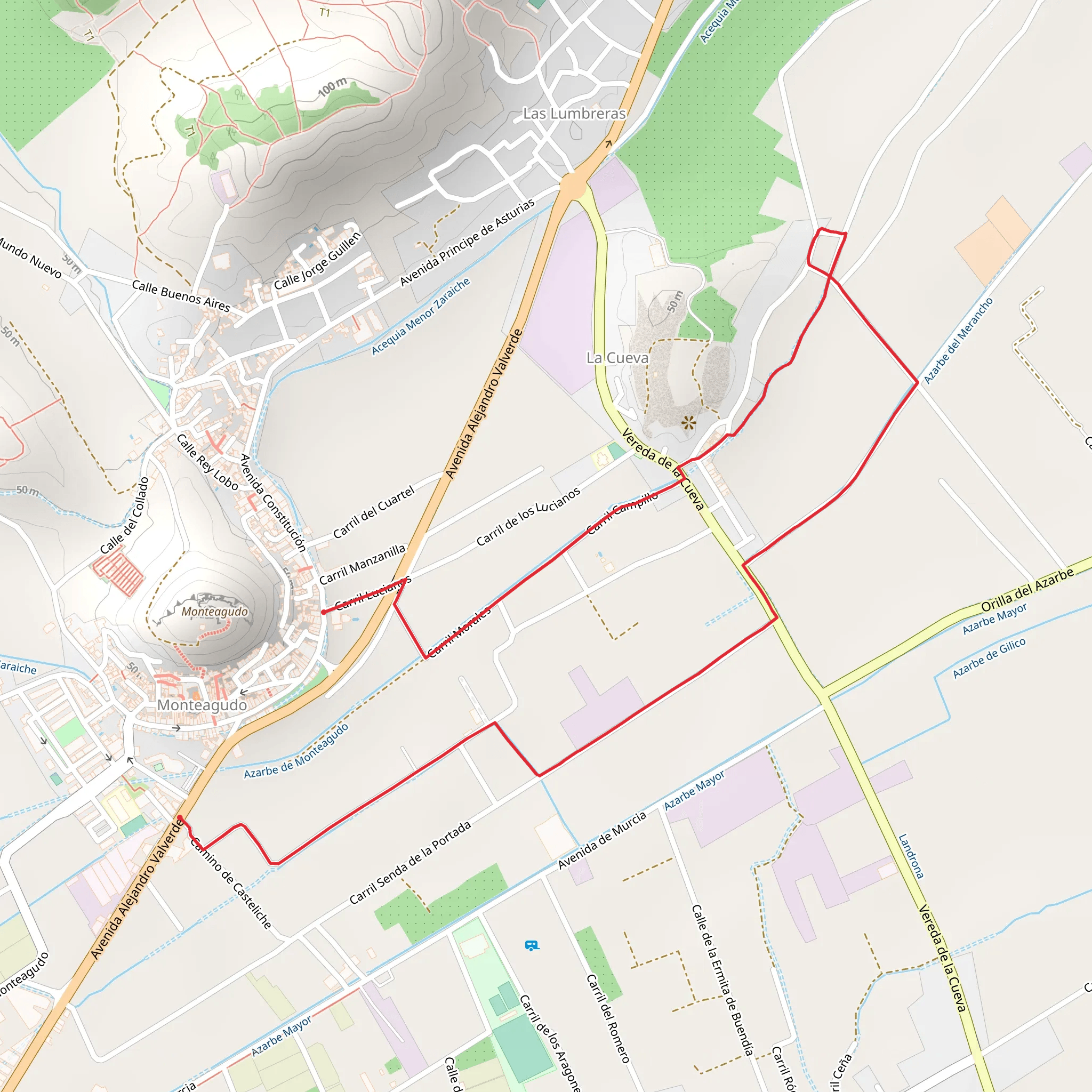 Path of the Huerta de Monteagudo SL MU 21 mobile static map