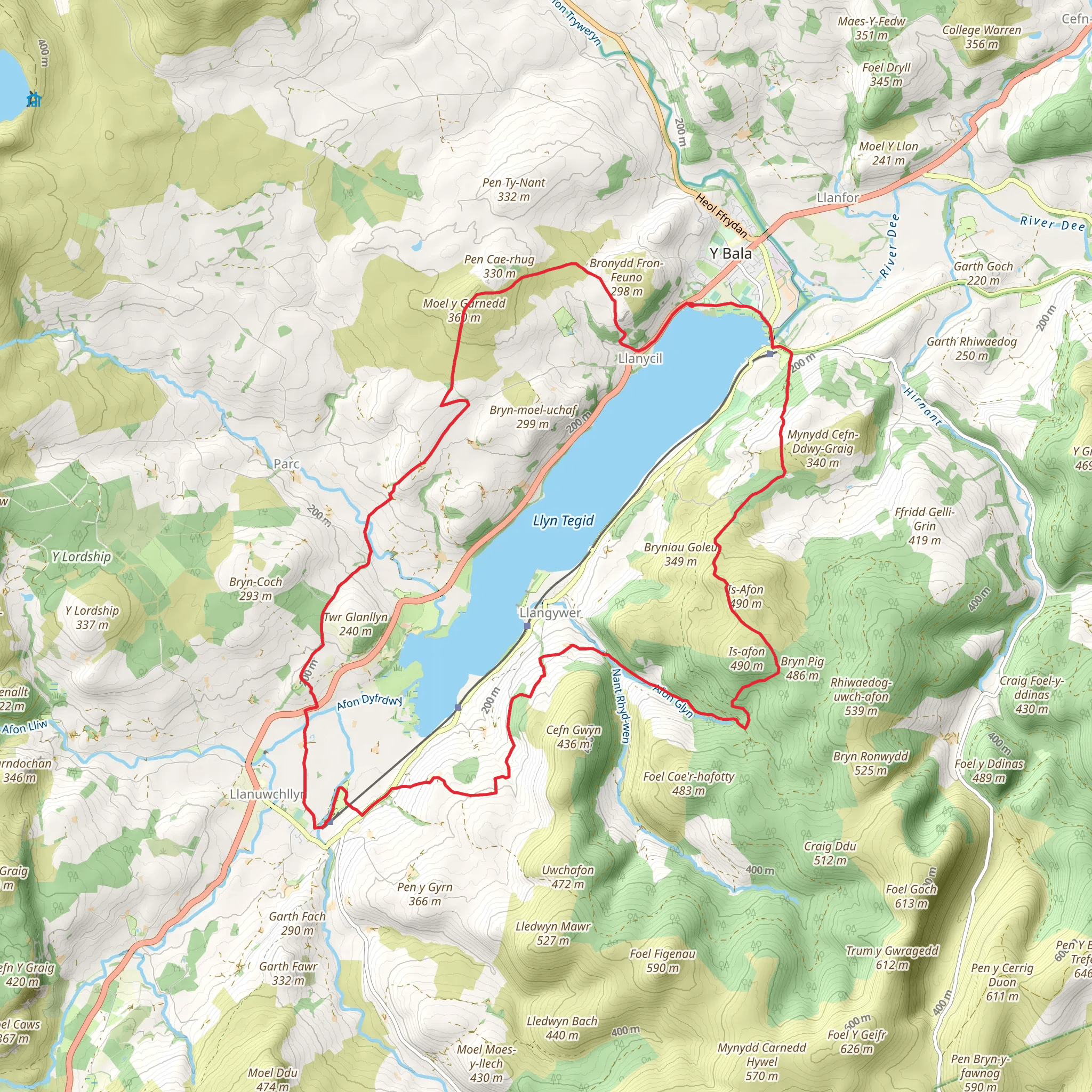 Llyn Tegid - Bala Lake Big Loop Walk mobile static map