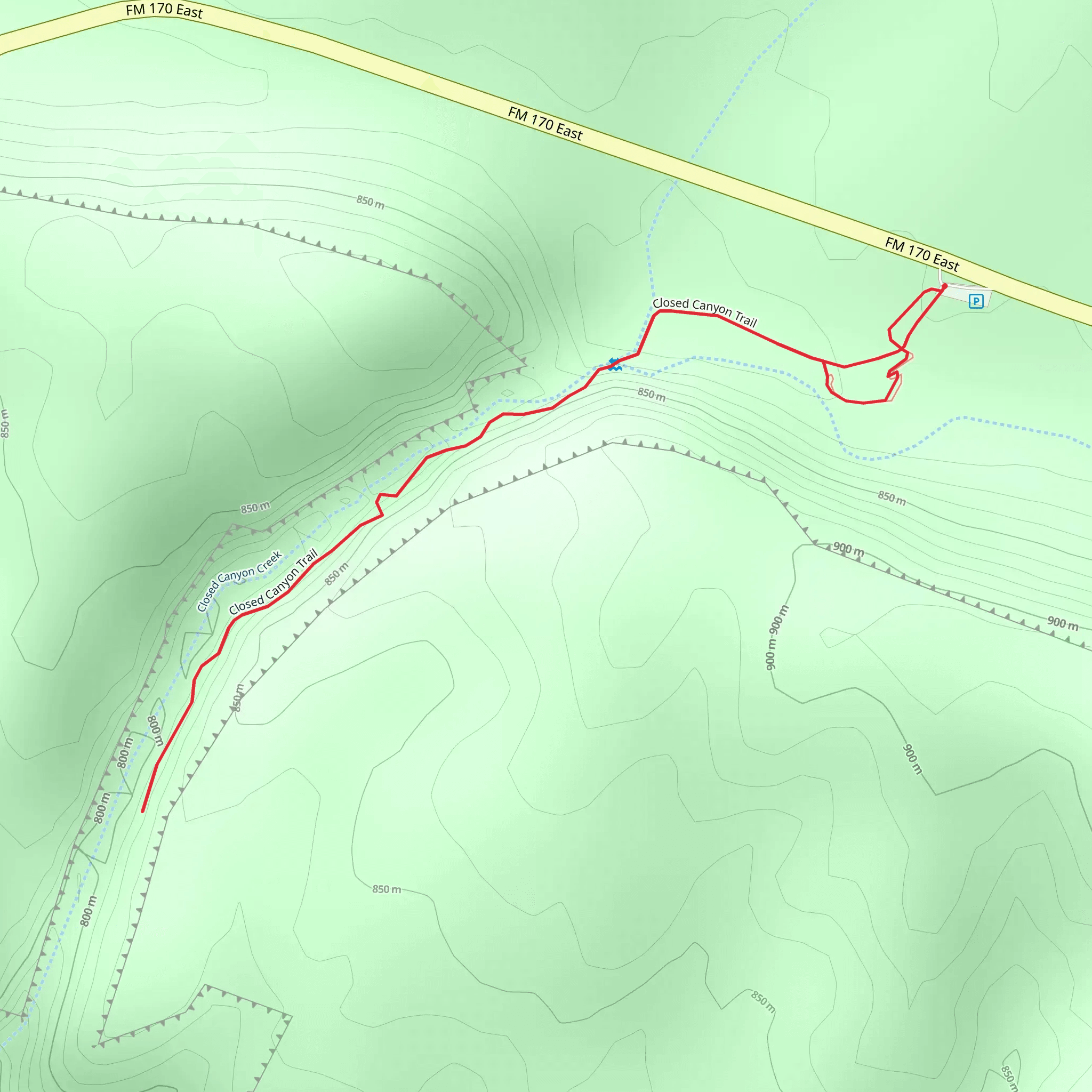Closed Canyon Trail mobile static map