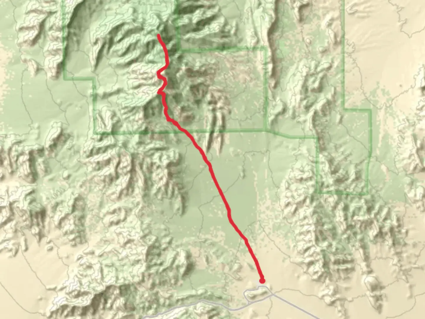 An image depicting the trail Hamoton Spring and Mount Potosi and its surrounding area.