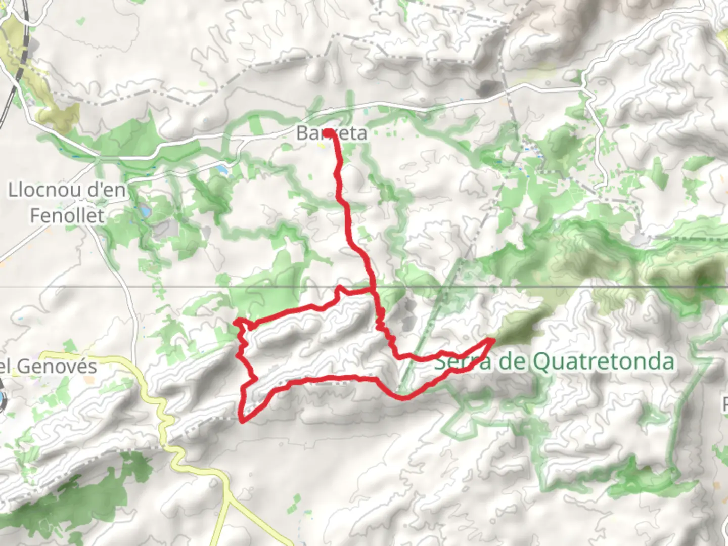 An image depicting the trail Sender Serra de la Corsa i Serra de Requena de Barxeta PR CV 366 and its surrounding area.