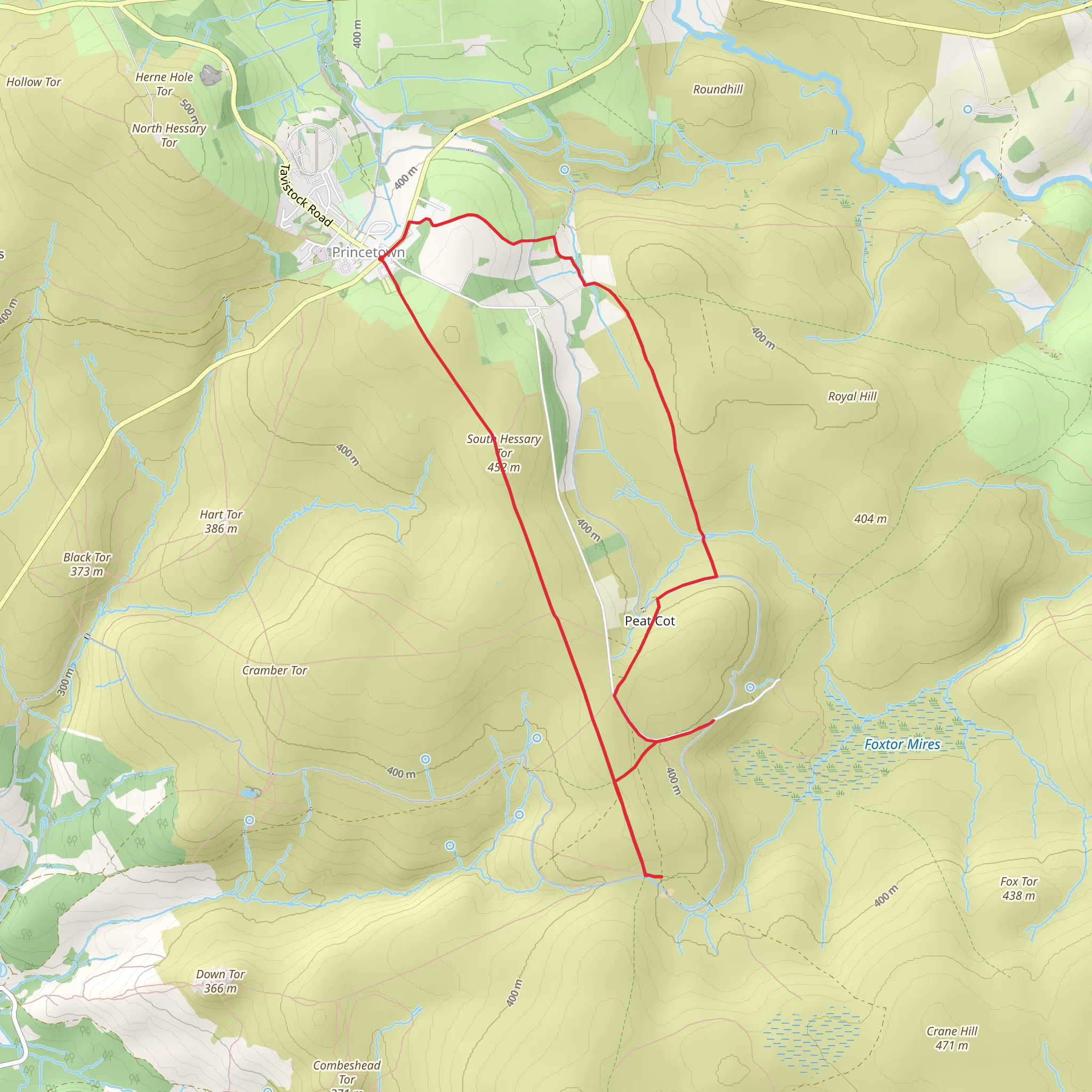 Nun's Crossand Peat Cot from Princetown mobile static map