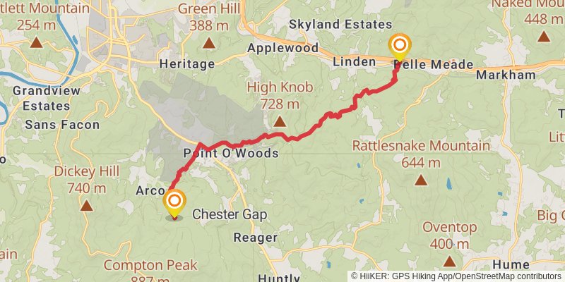 Appalachian Trail Section Hike - Shenandoah National Park stage 11 Map