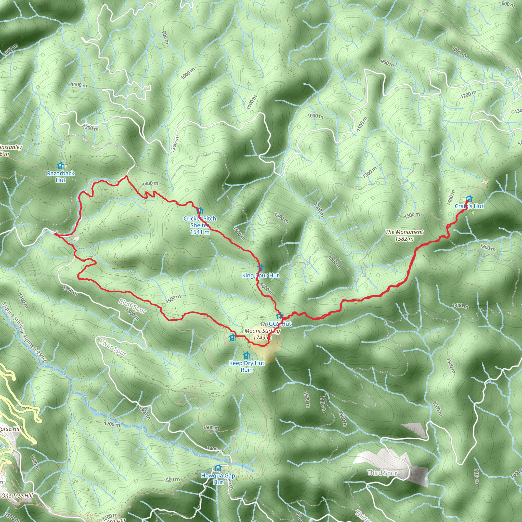 Mount Stirling Craigs Hut Loop mobile static map