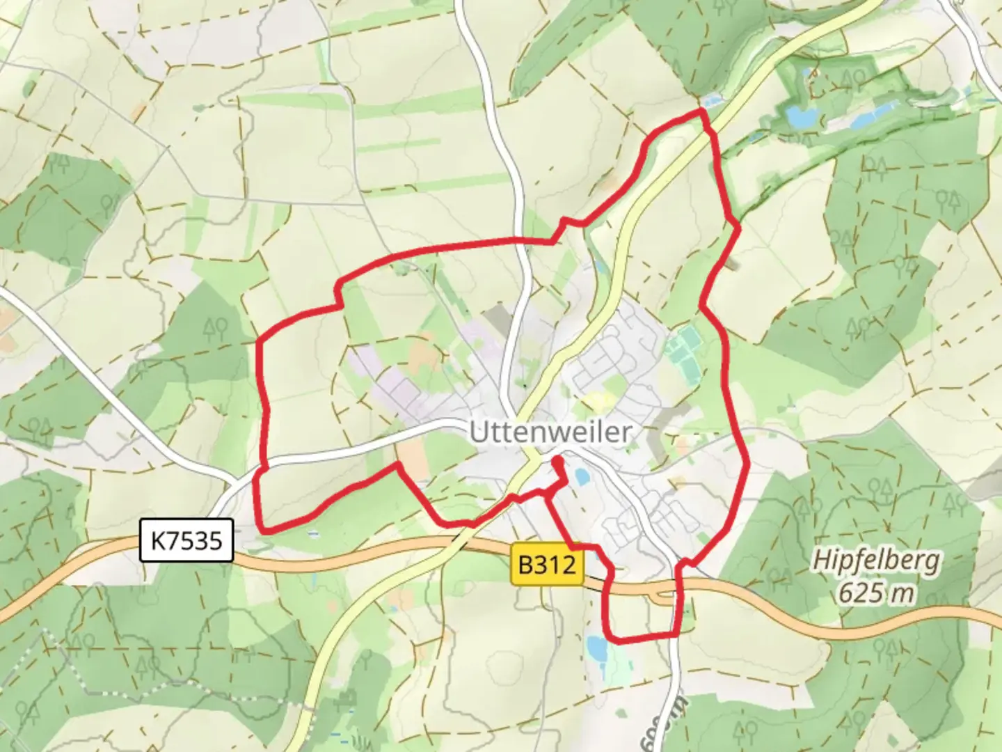 An image depicting the trail Uttenweiler Loop and its surrounding area.