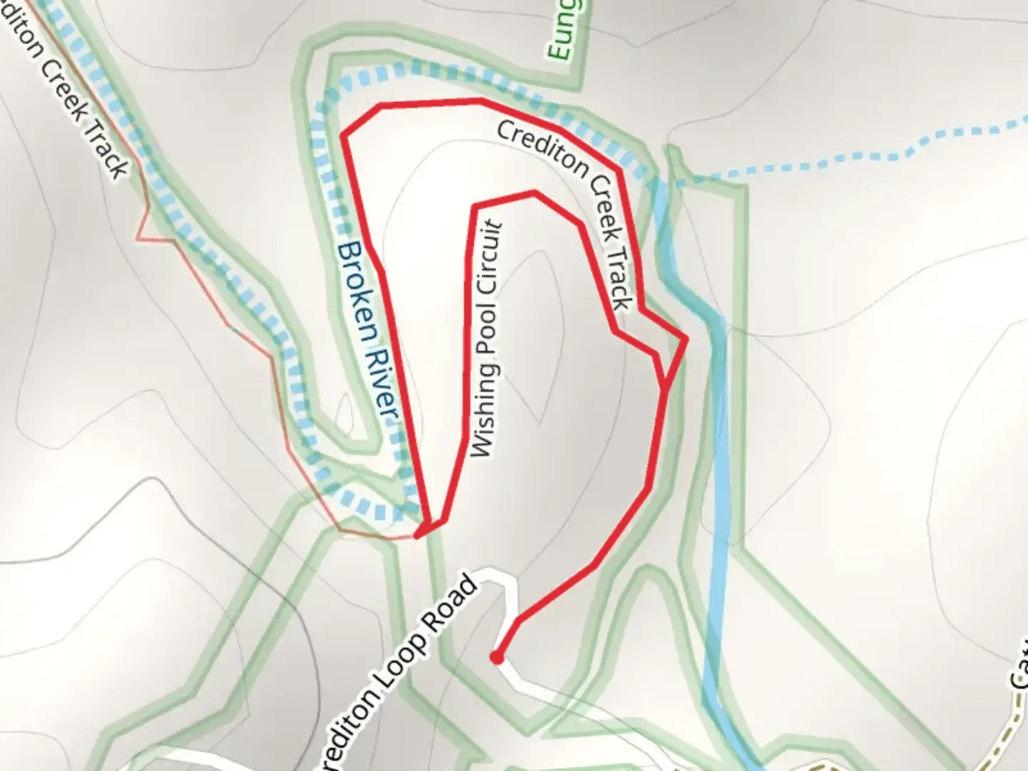 An image depicting the trail Wishing Pool Circuit Track and its surrounding area.