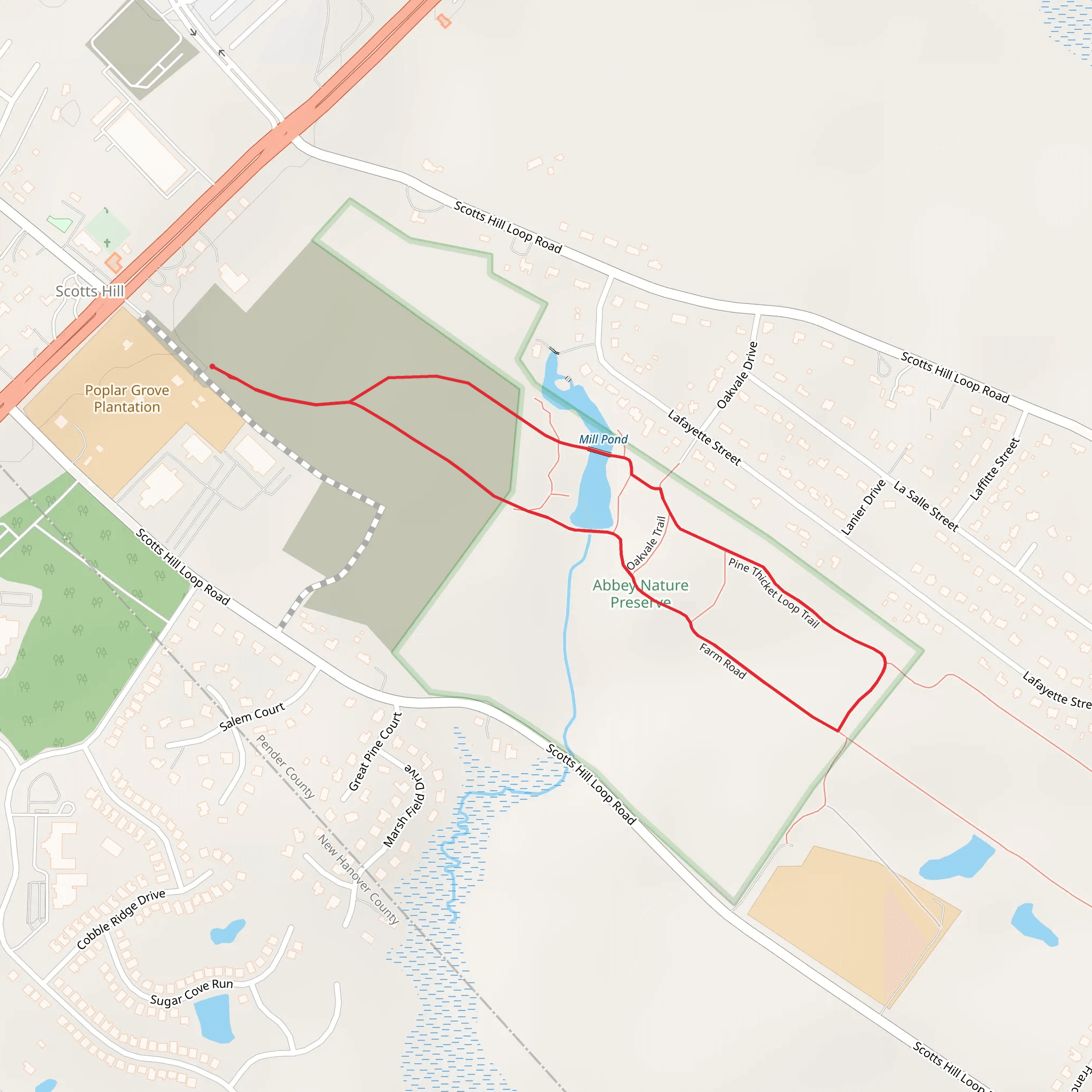 Sawmill Road and Pine Thicket Loop Trail mobile static map