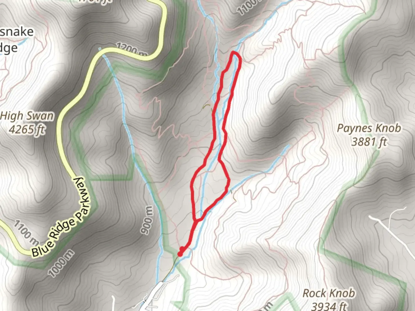 An image depicting the trail Shope Creek Road Loop and its surrounding area.